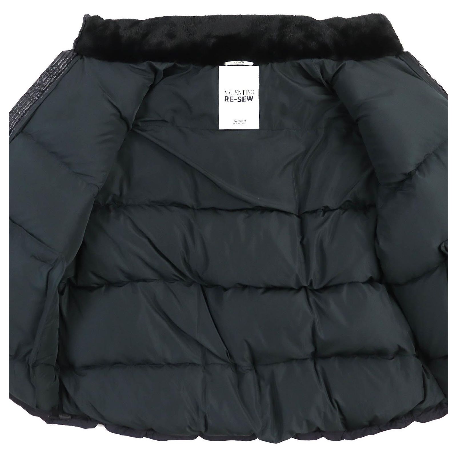 VALENTINO RE-SEW Down Jacket Polyester Nylon Wool M Black White 