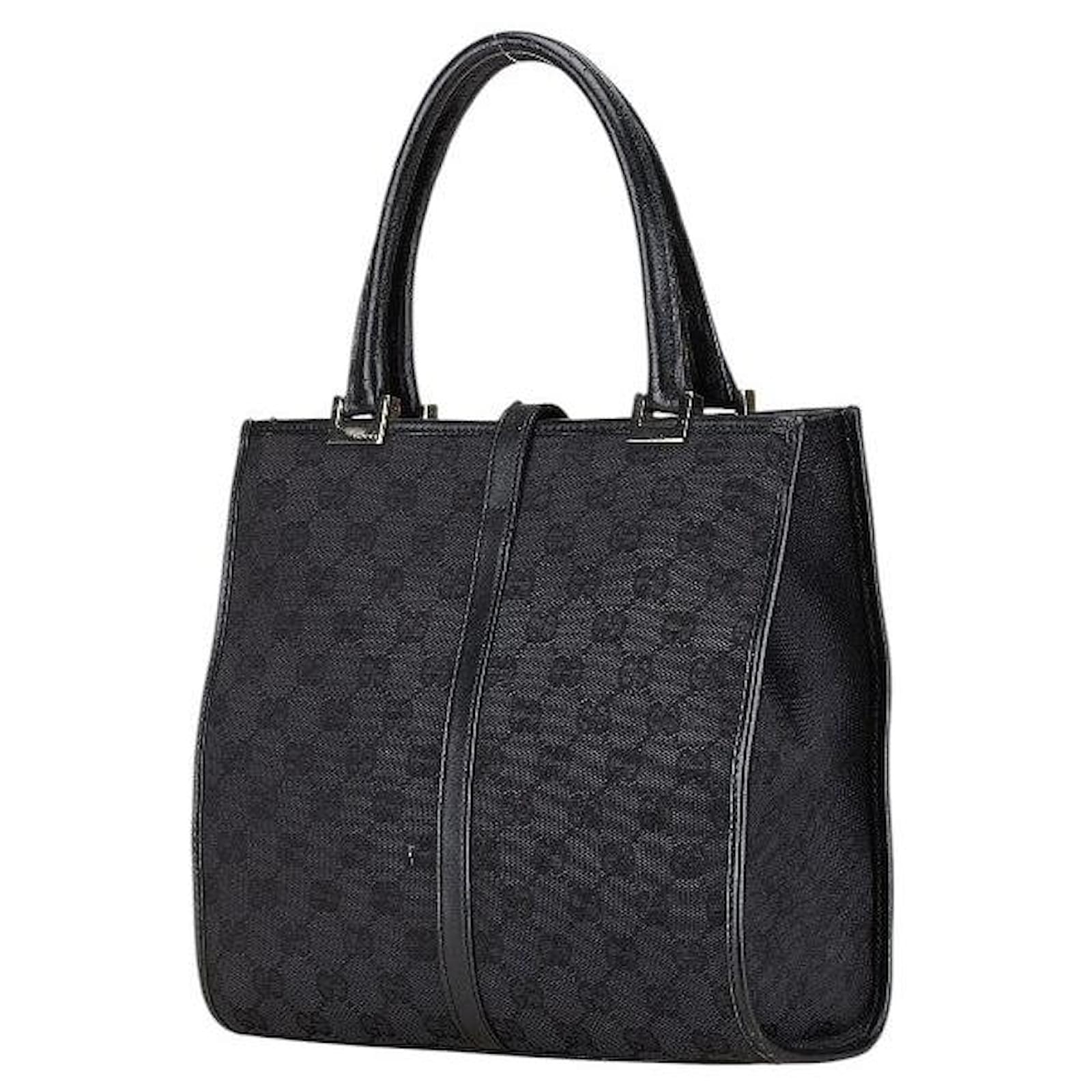 Gucci GG Canvas Jackie Tote Bag 002.1065 Black Leather Cloth