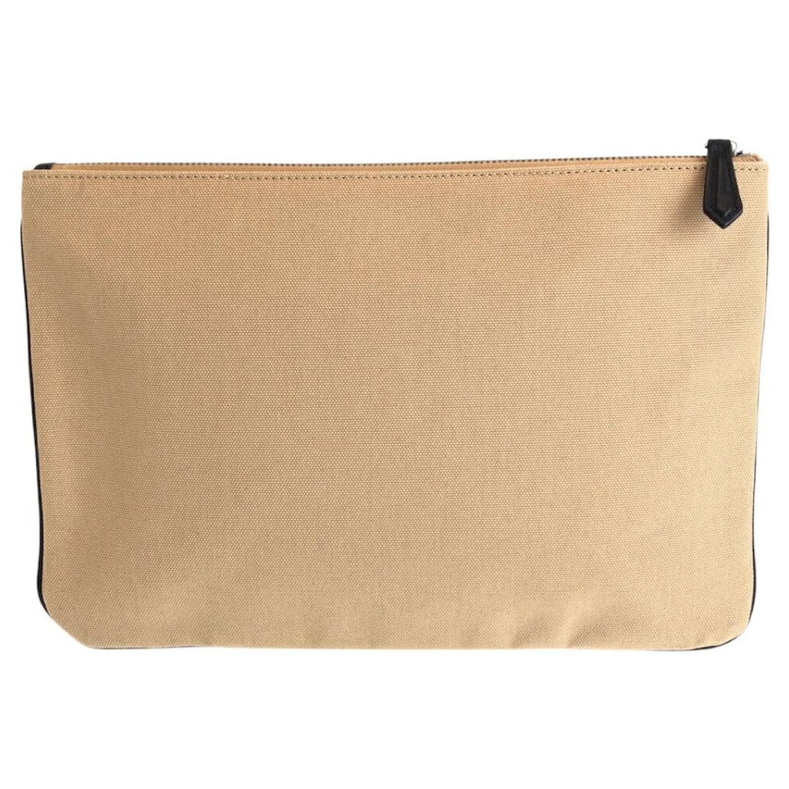 Borsa clutch in tela con logo Fendi Beige Joli Closet