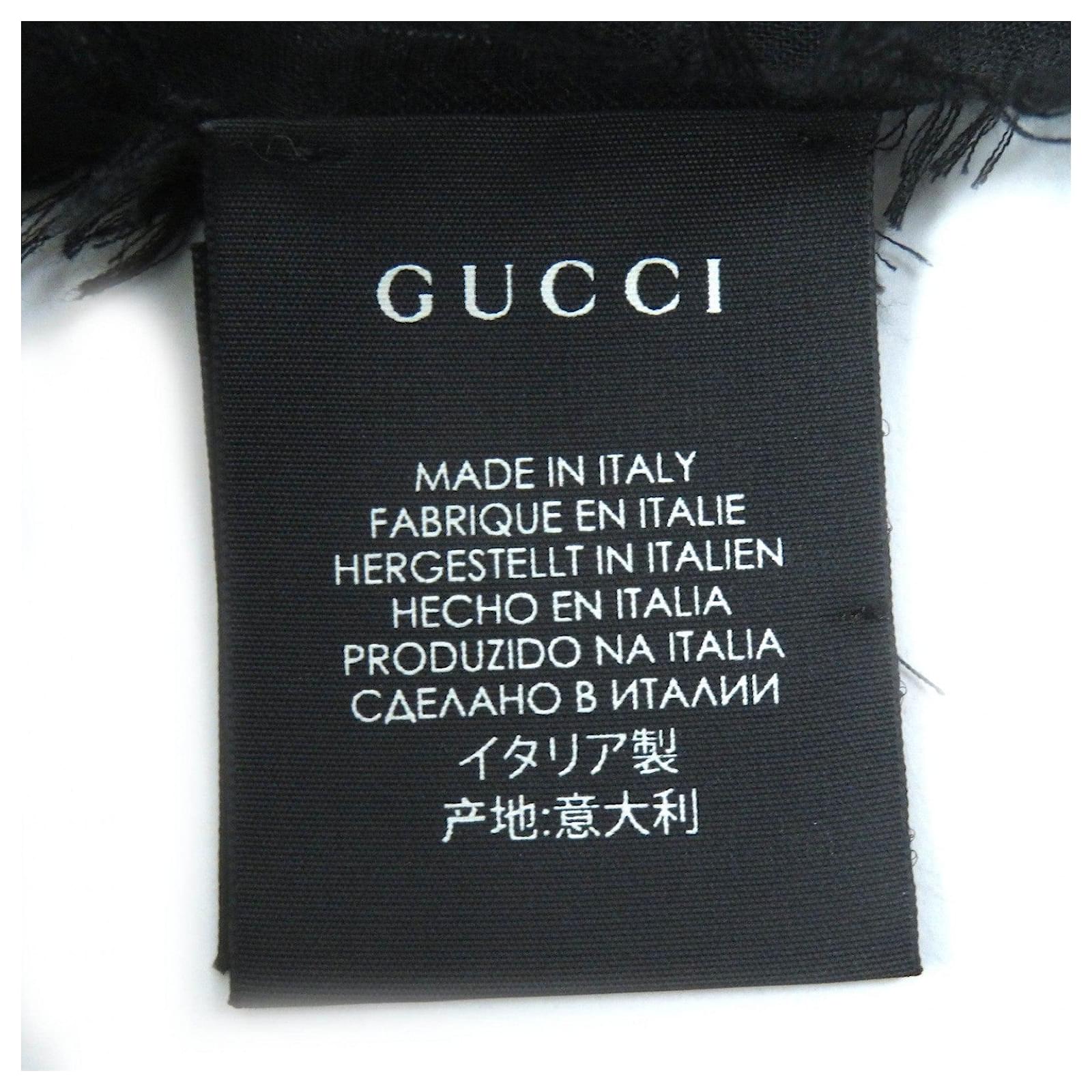 GUCCI★素敵!Coco Capitan Shawl In Black GUCCI SCARF COCO CAPITAN TOMORROW GG LOGO BLACK MODAL SILK