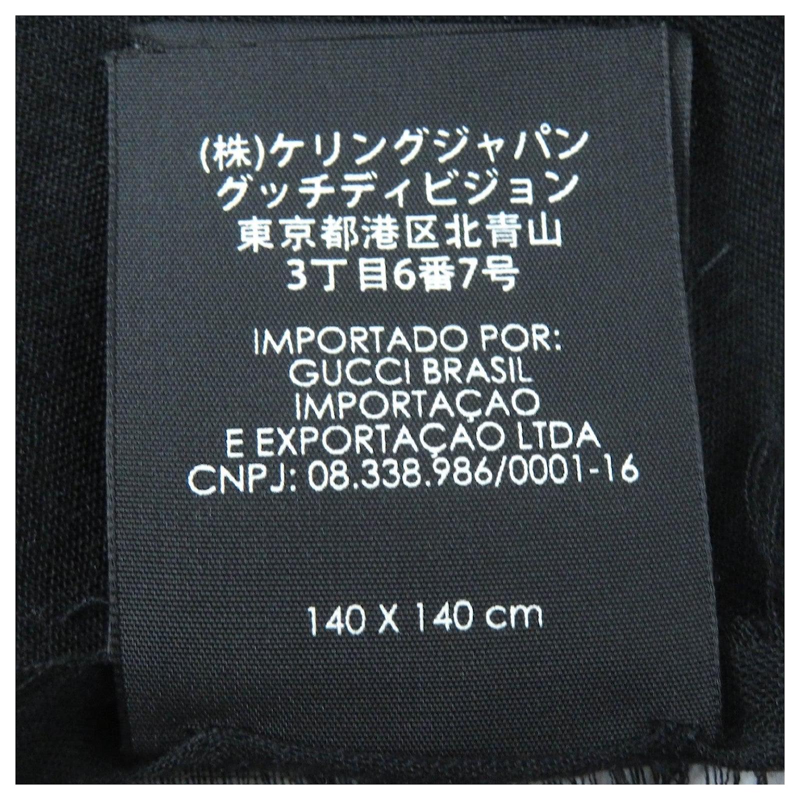 GUCCI★素敵!Coco Capitan Shawl In Black GUCCI SCARF COCO CAPITAN TOMORROW GG LOGO BLACK MODAL SILK