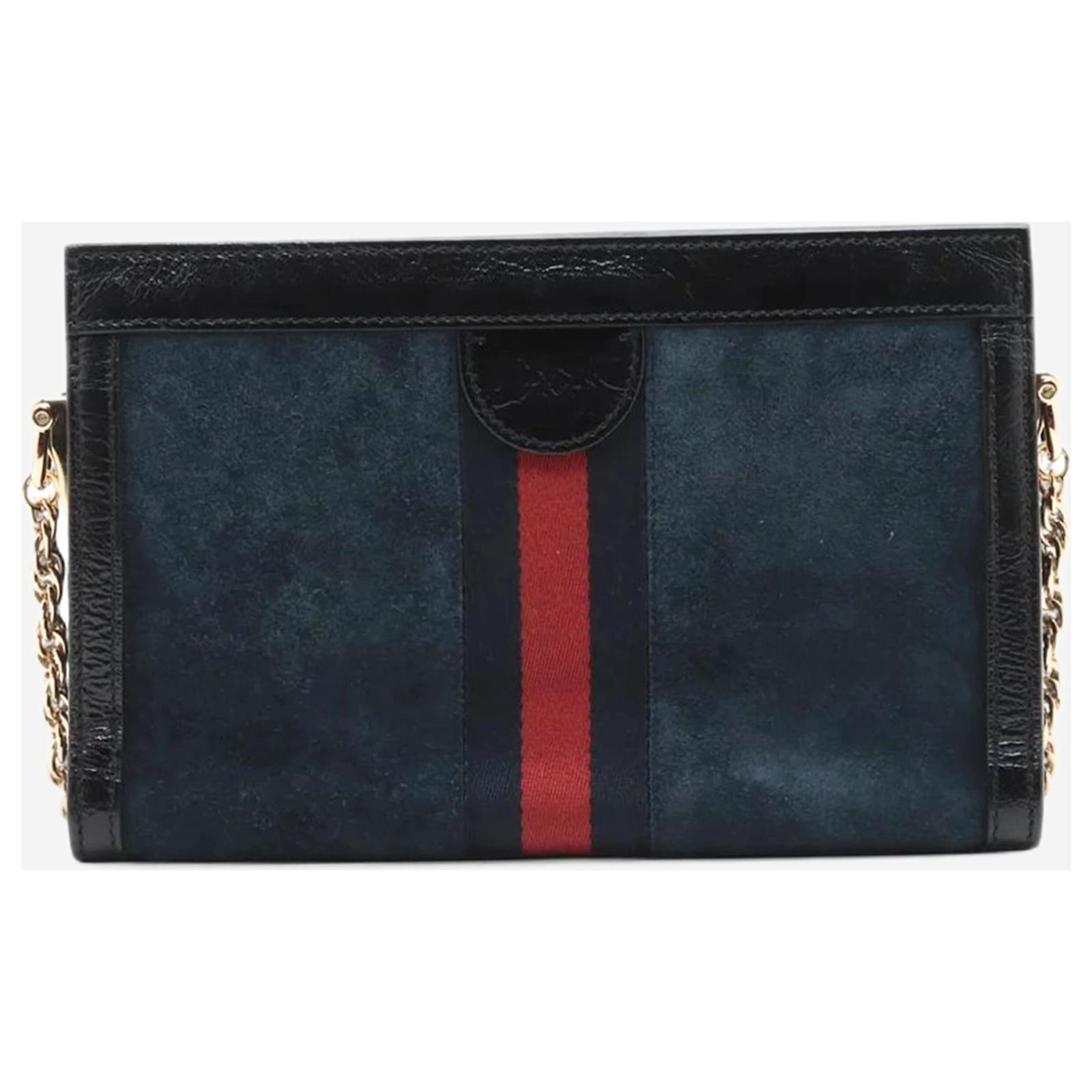Gucci Navy blue Ophidia suede chain shoulder bag ref.2292460