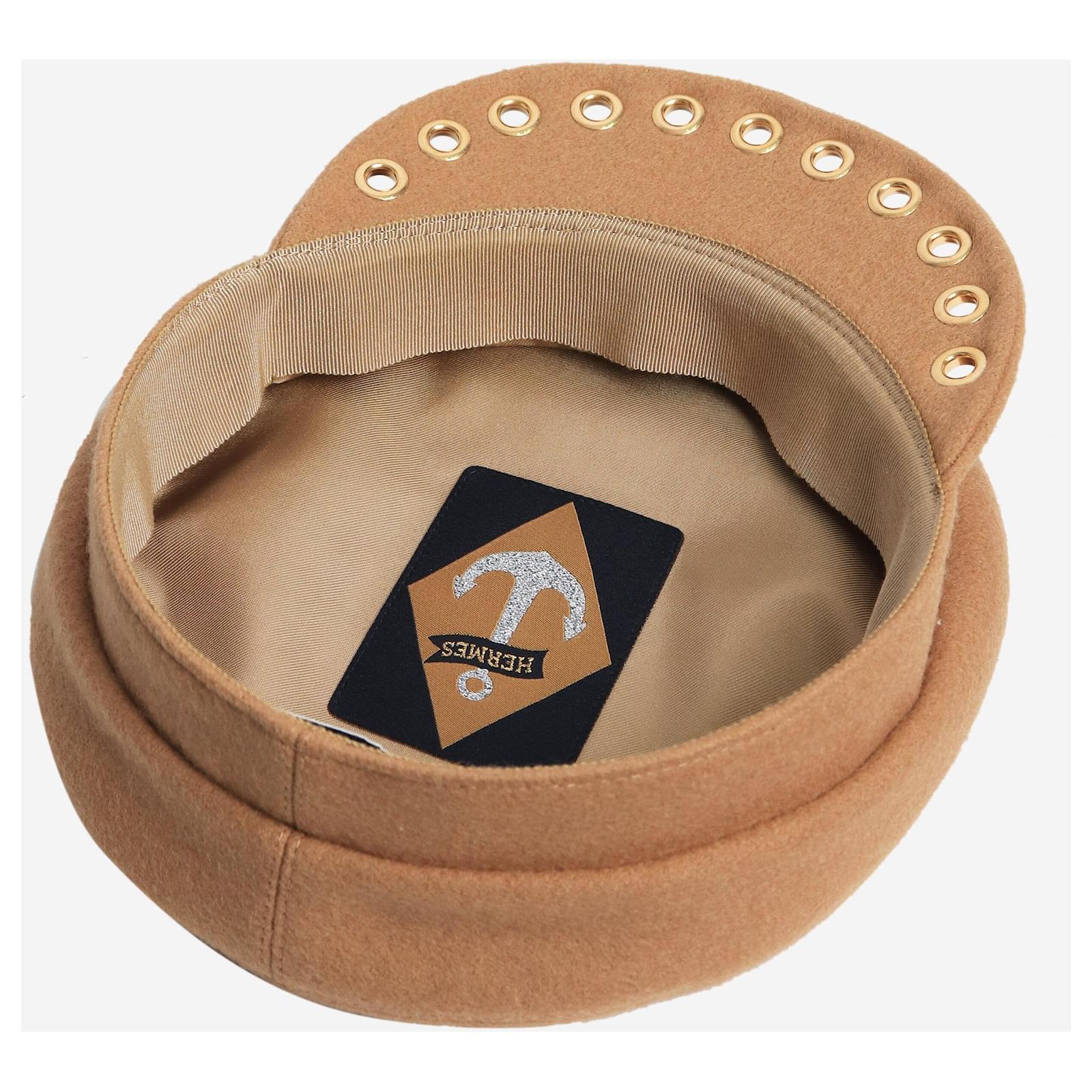 Hermès Beige Vauban Sailor cap Brown Wool ref.2292573 - Joli Hermès Beige Vauban Sailor cap Brown Wool ref.2292573 - Joli