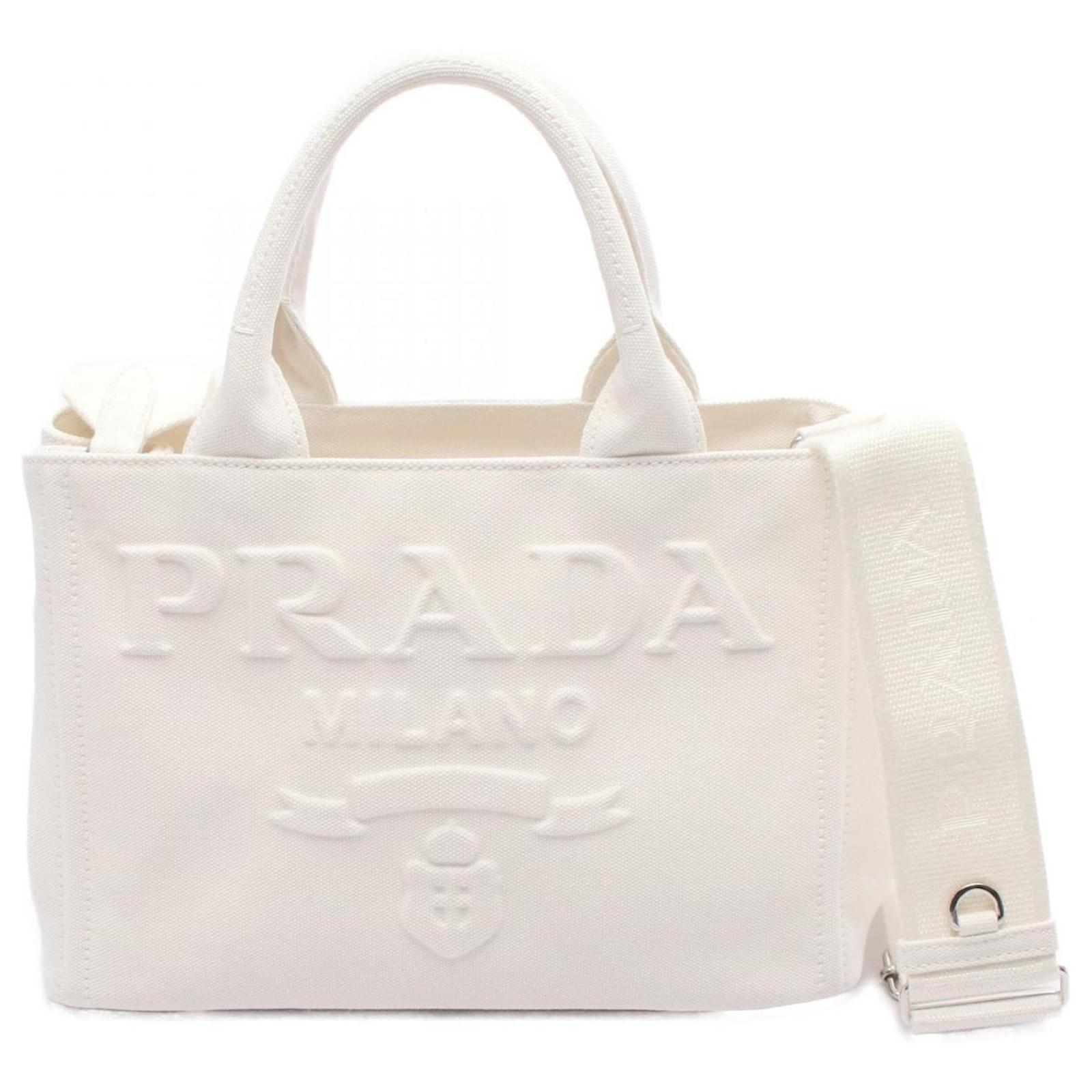 バッグ PRADA CANAPA SPORT CANVAS TOTE BAG Prada Canapa Canvas Tote Bag White Cloth ref.2292879 - Joli
