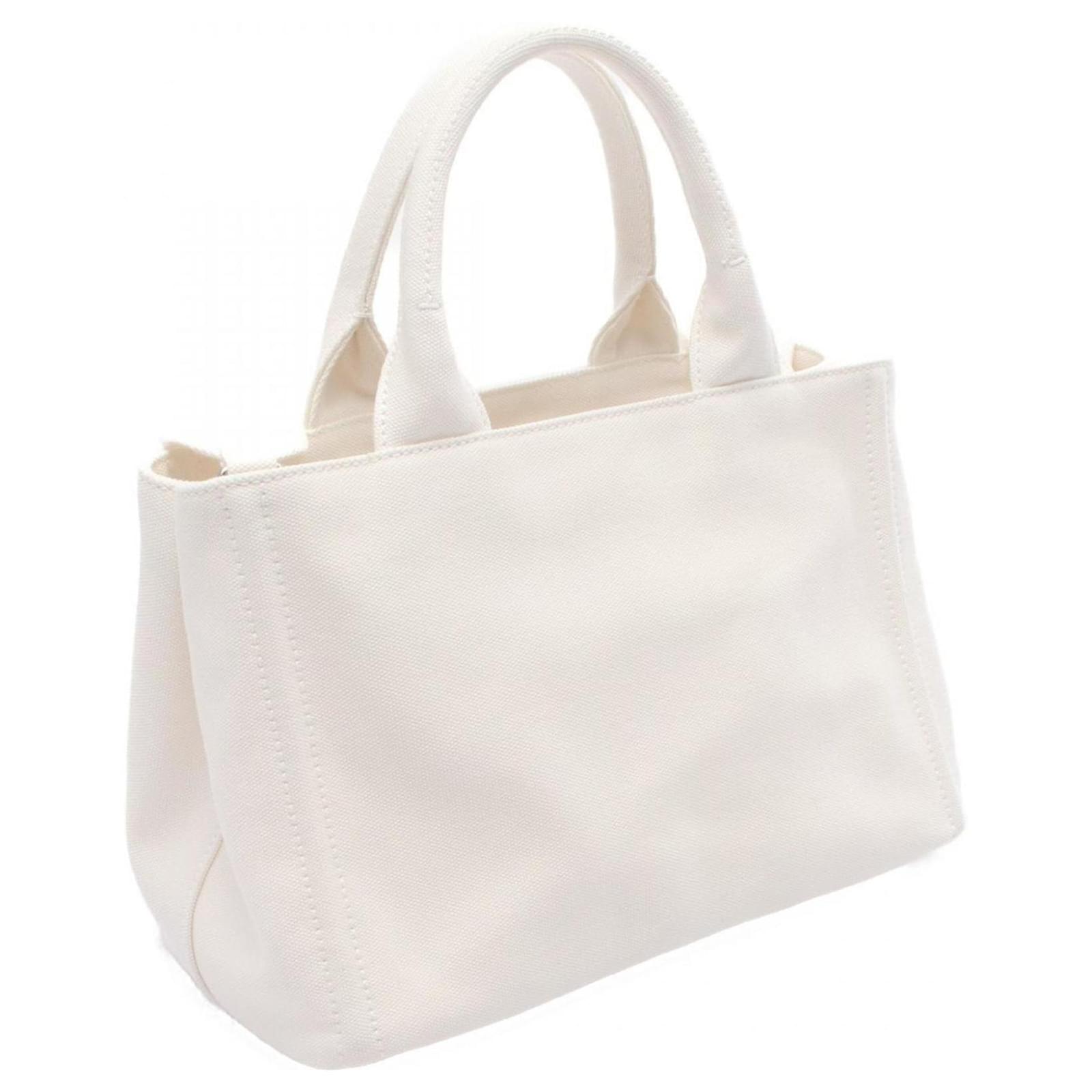 Prada Canapa Canvas Tote Bag White Cloth ref.2292879 - Joli