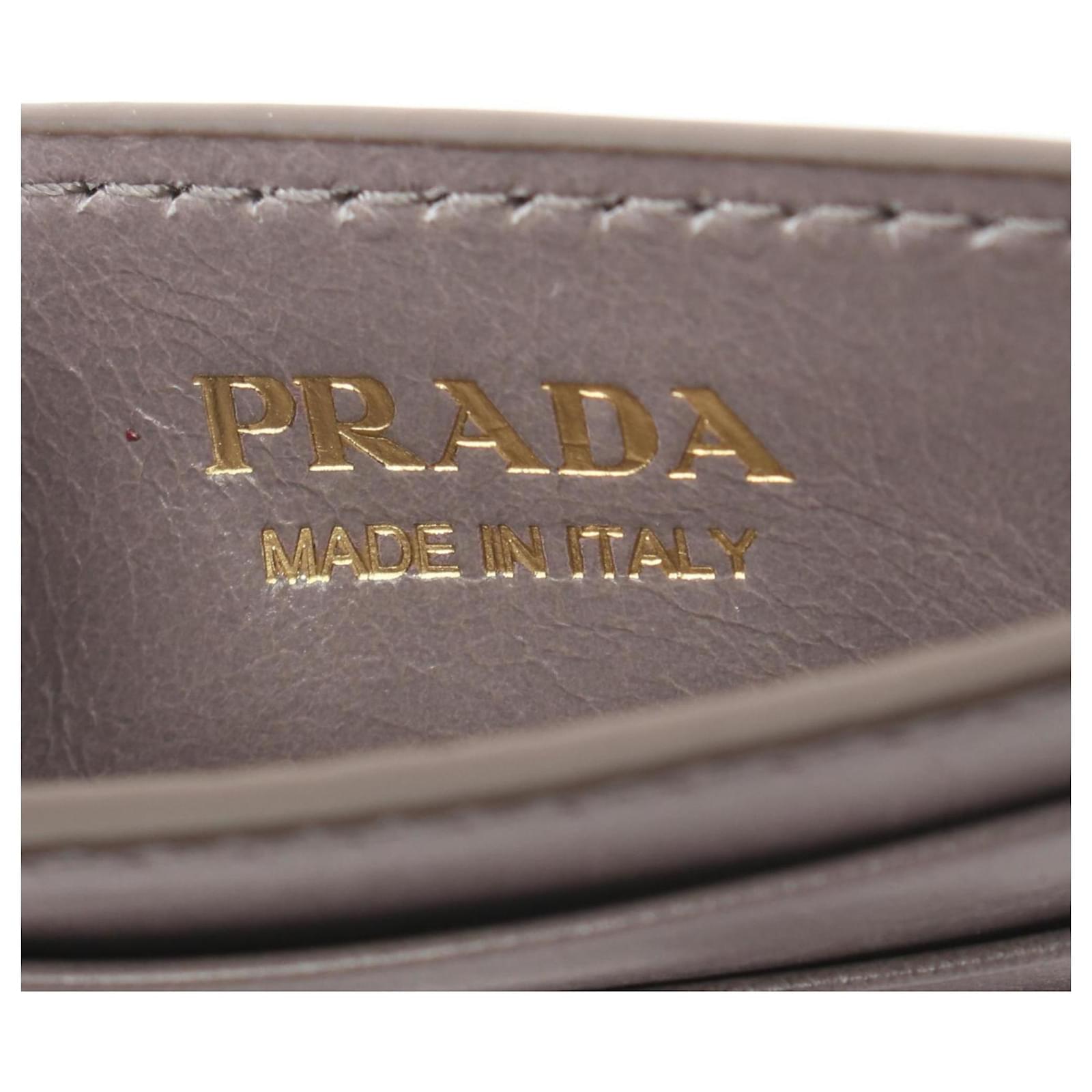 【関税&送料込】Prada Soft Lux Leather Card Case Prada Soft Lux Business Card Holder Brown Leather ref