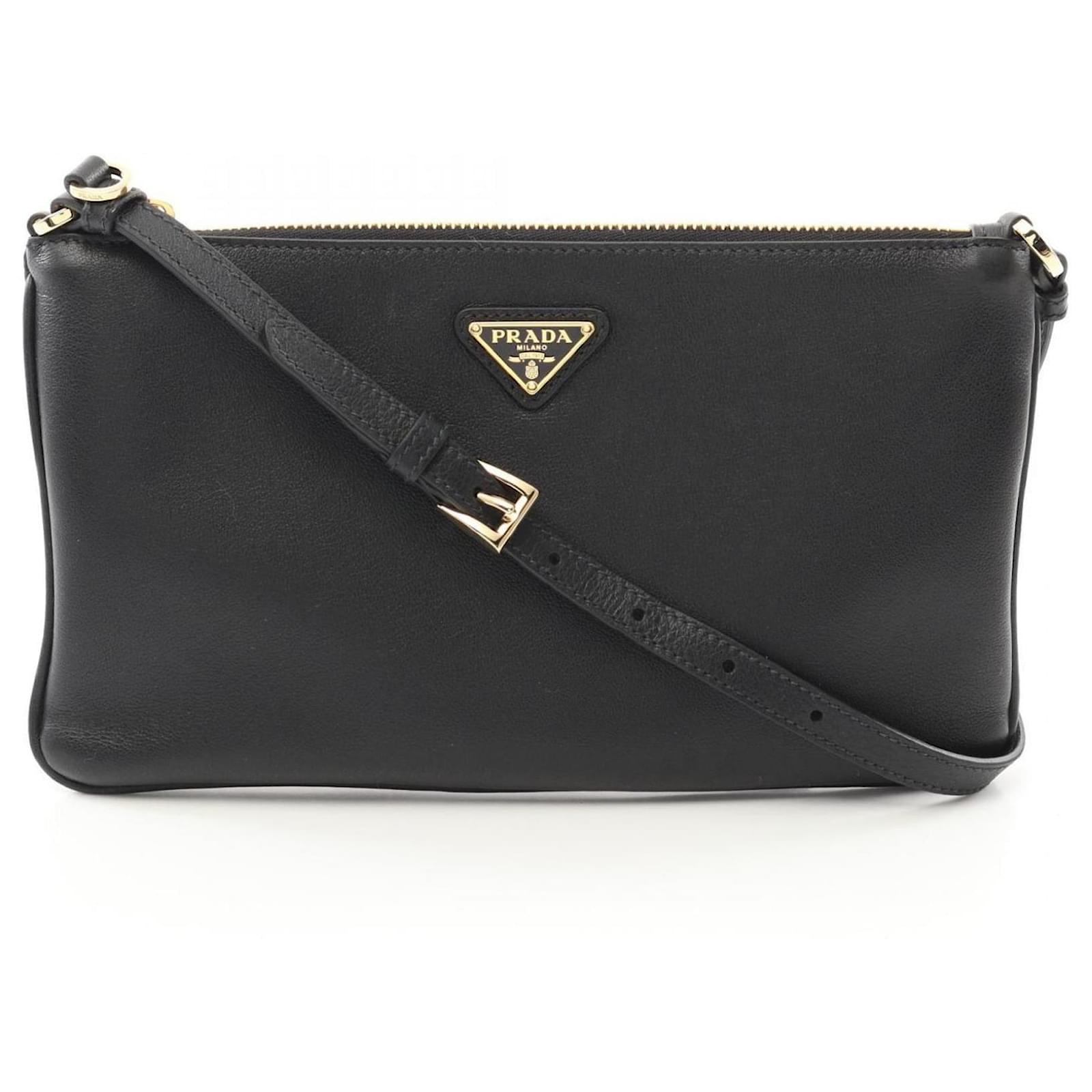 Prada Soft Grain Leather Shoulder Bag Black ref.2293039