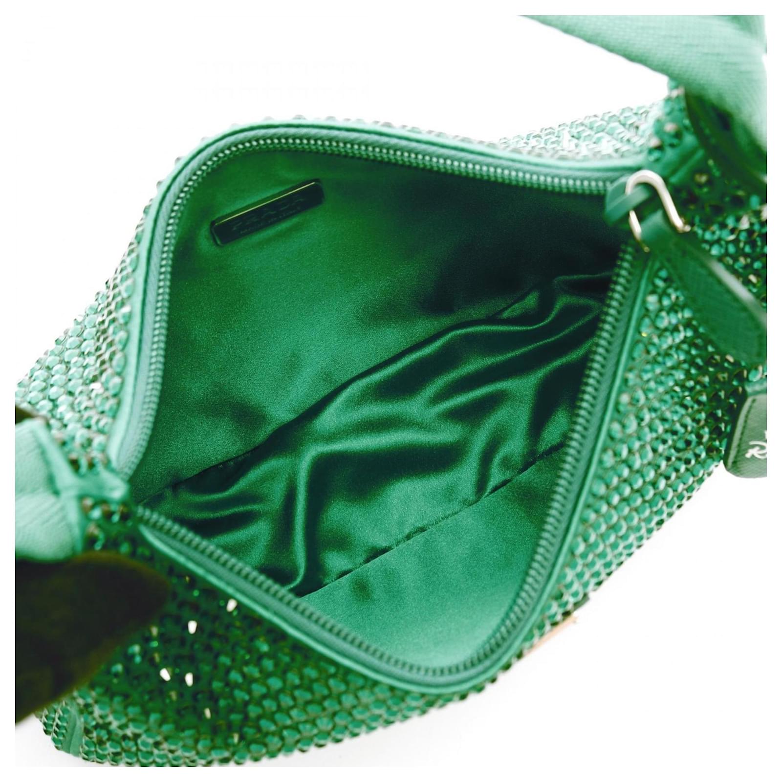 Prada Re-Edition 2AWL Crystal Handbag Green Cloth ref