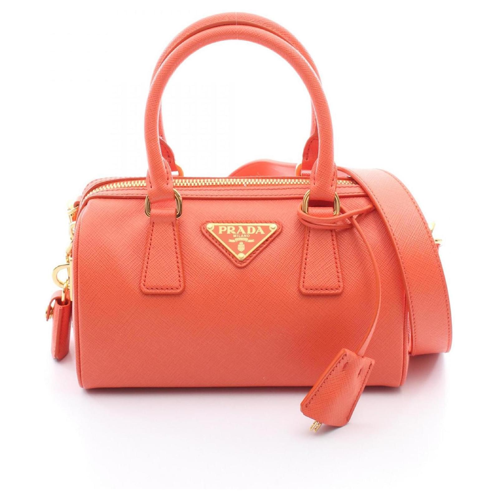 Prada Saffiano Lux Handbag Orange Leather ref.2293429 - Joli Closet