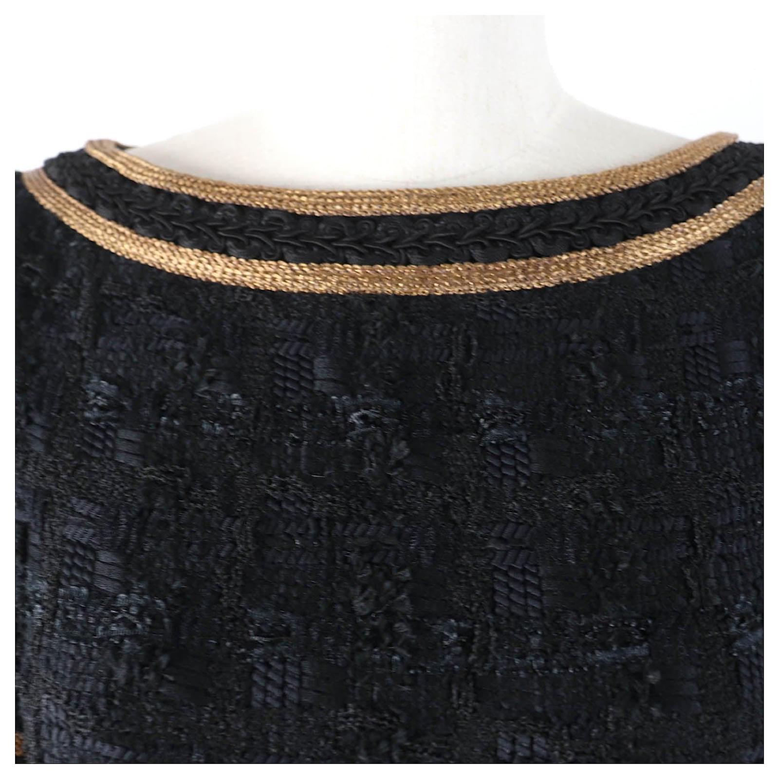 Gucci Tweed One Piece Dress Black Gold 36 Golden Cloth ref