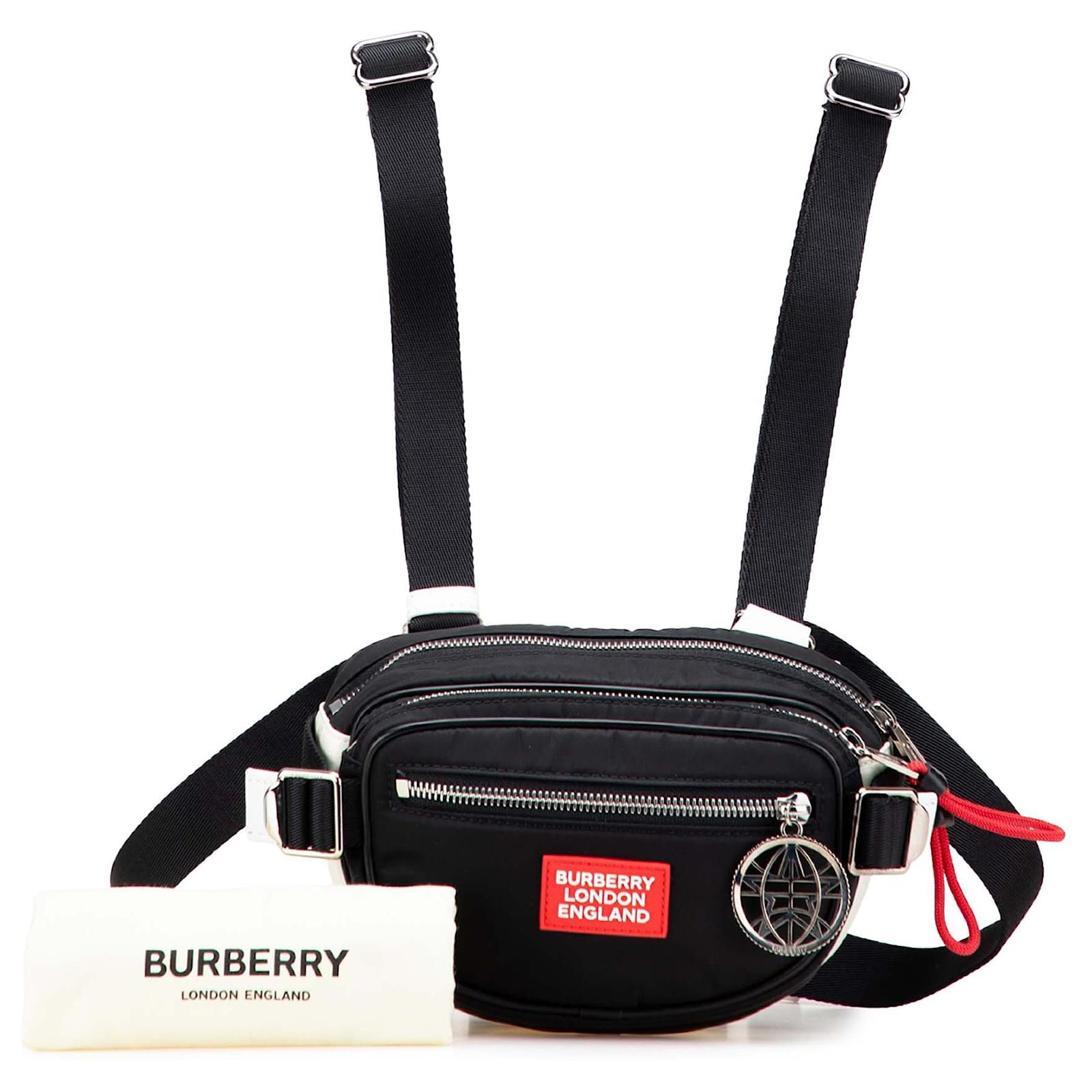 送料関税込★Burberry★ナイロン ペディショルダーバッグ★BLACK Burberry Black Nylon Cannon Utility Belt Bag Cloth ref