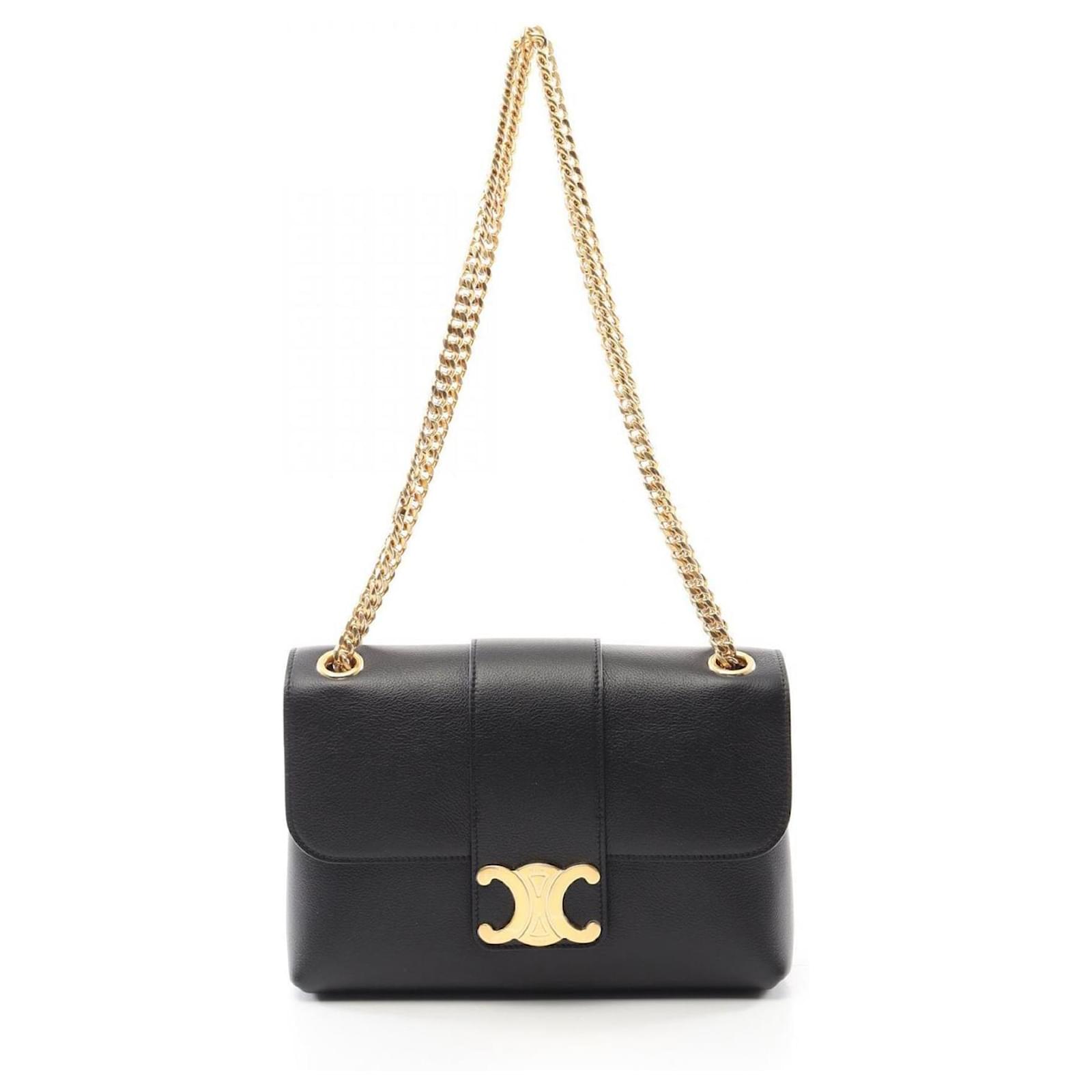 Céline Celine Victoire Medium Shoulder Bag Black Leather ref