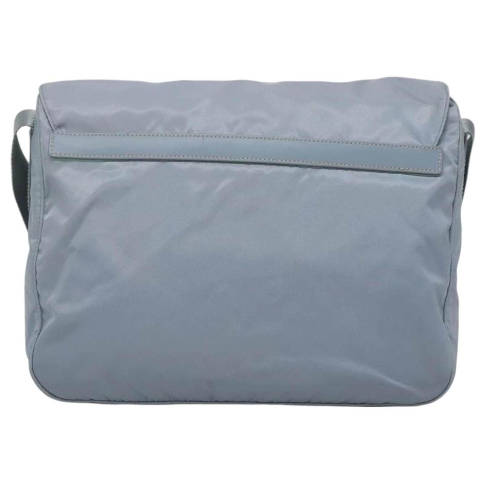 PRADA Shoulder Bag Nylon Light Blue Silver Auth 126753