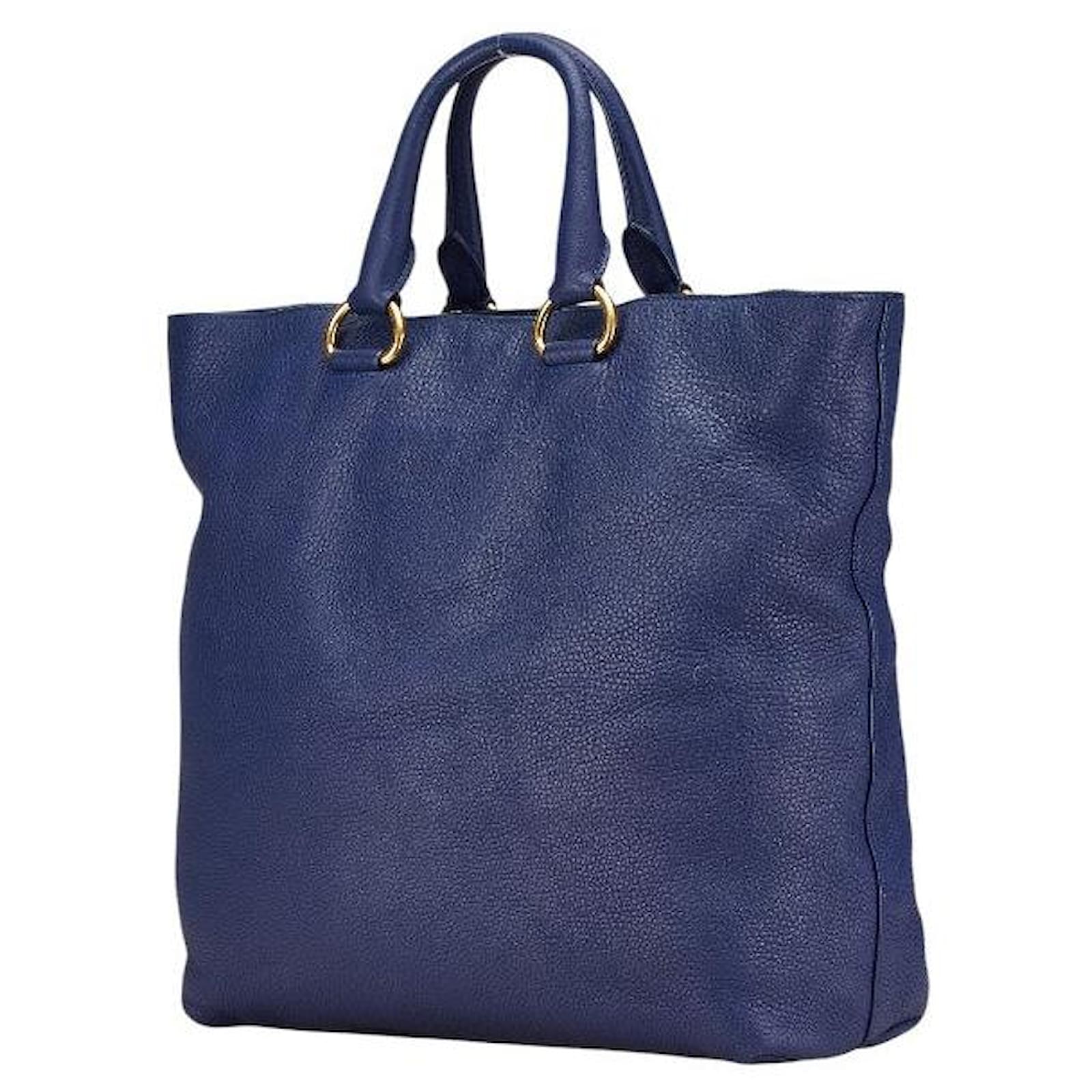 Prada Blue Leather 2way Tote Bag ref.2297911 - Joli Closet