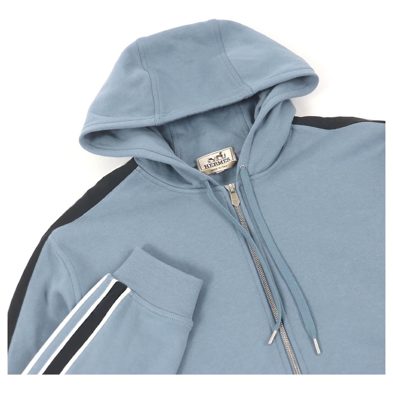 Hermès HERMES Cotton Zip Hoodie Blue L Men ref.2298039 - Joli Closet