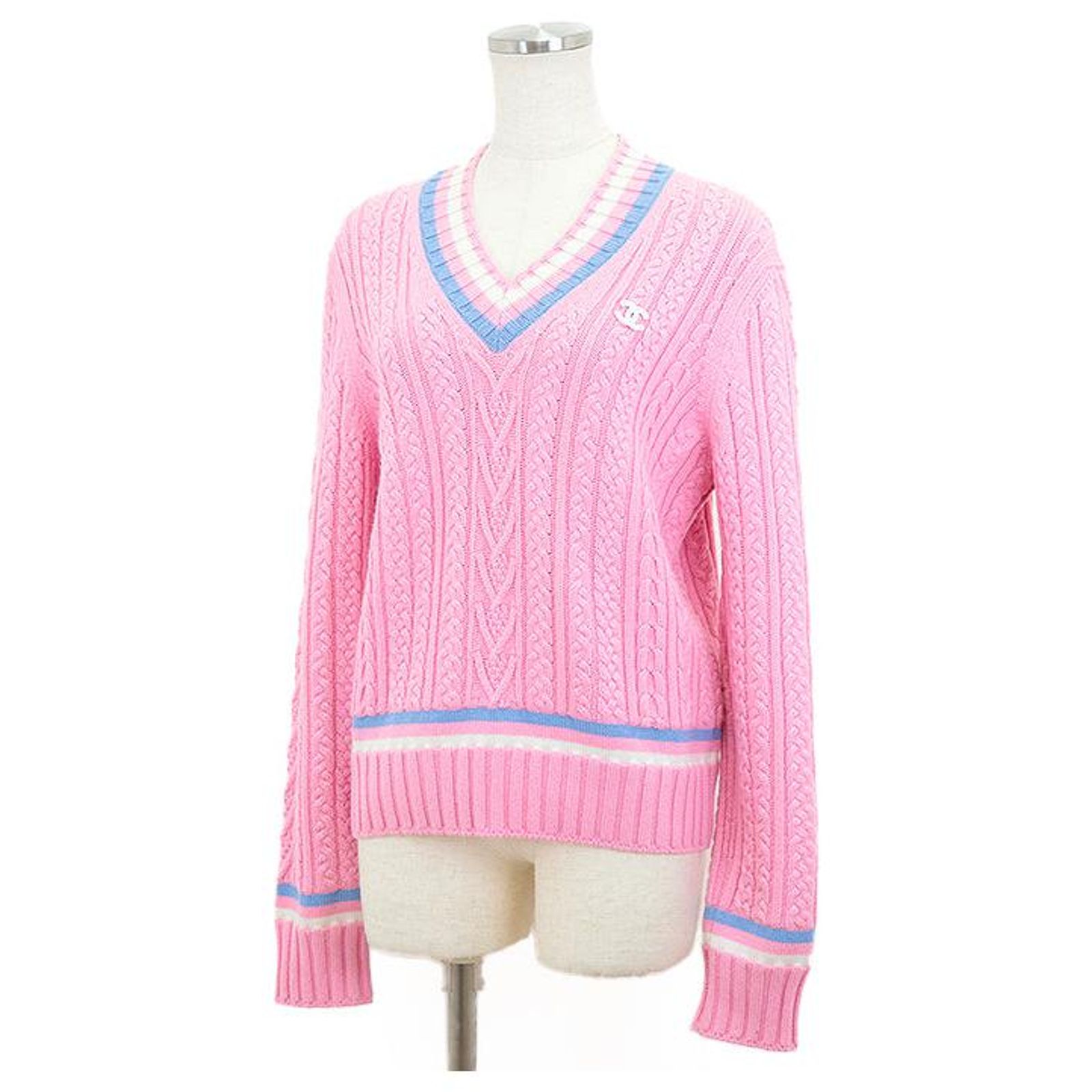 Chanel Cashmere Blend V-Neck Cable Knit Sweater (Sold) - Joli Closet