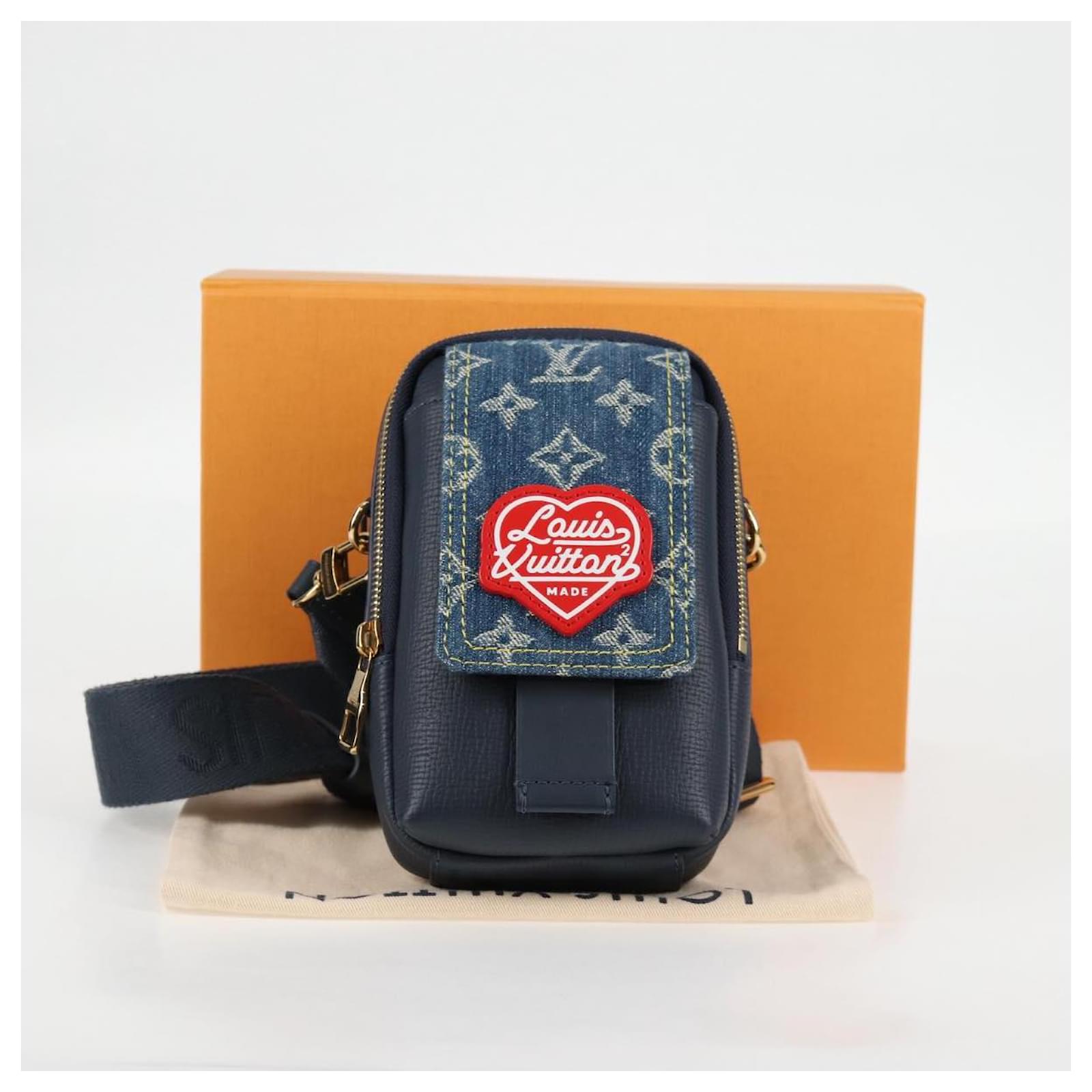 LOUIS VUITTON LV Squared Double Phone Pouch Blue M81060 LV Auth 118392SM Cloth  ref.2299643
