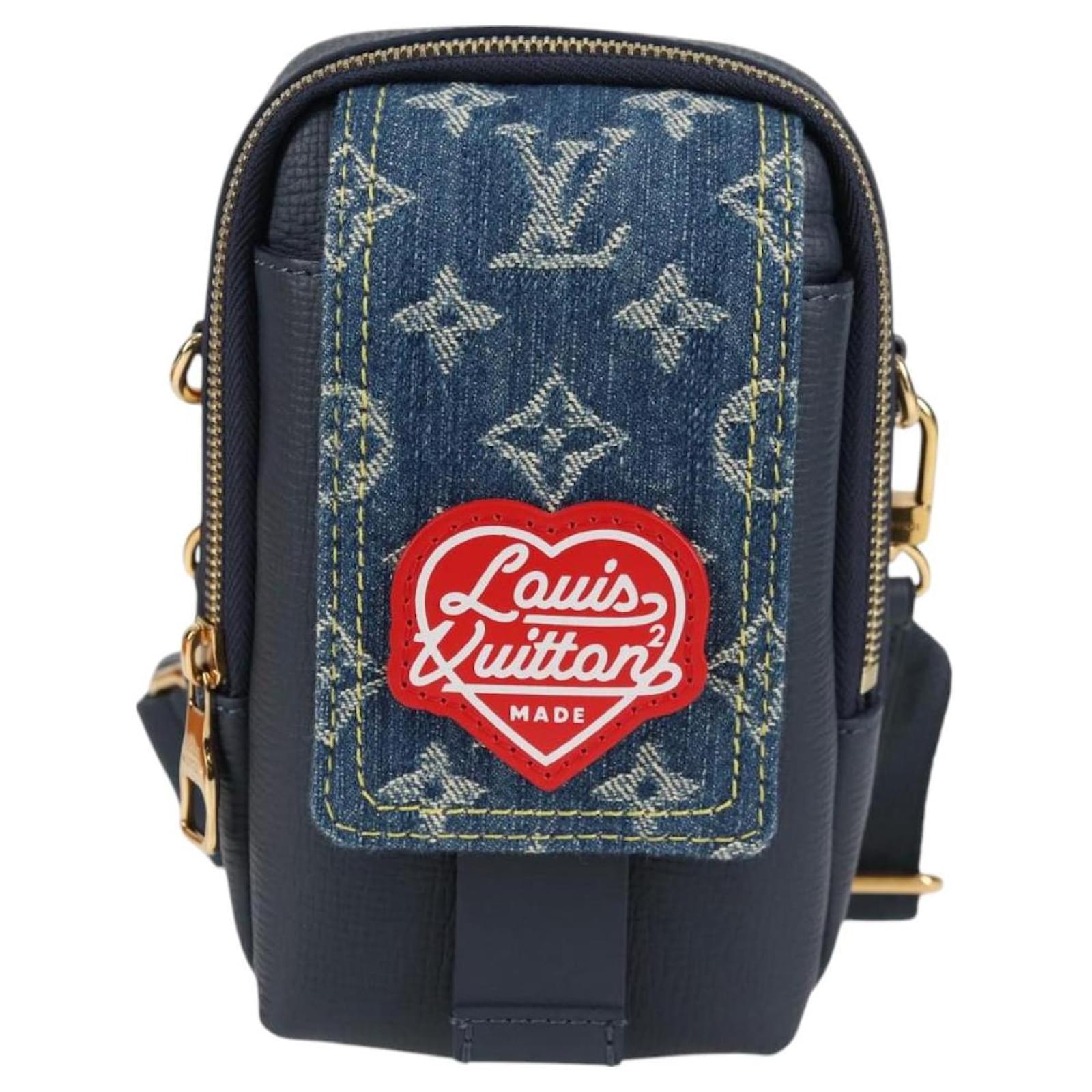 LOUIS VUITTON LV Squared Double Phone Pouch Blue M81060 LV Auth 118392SM Cloth  ref.2299643
