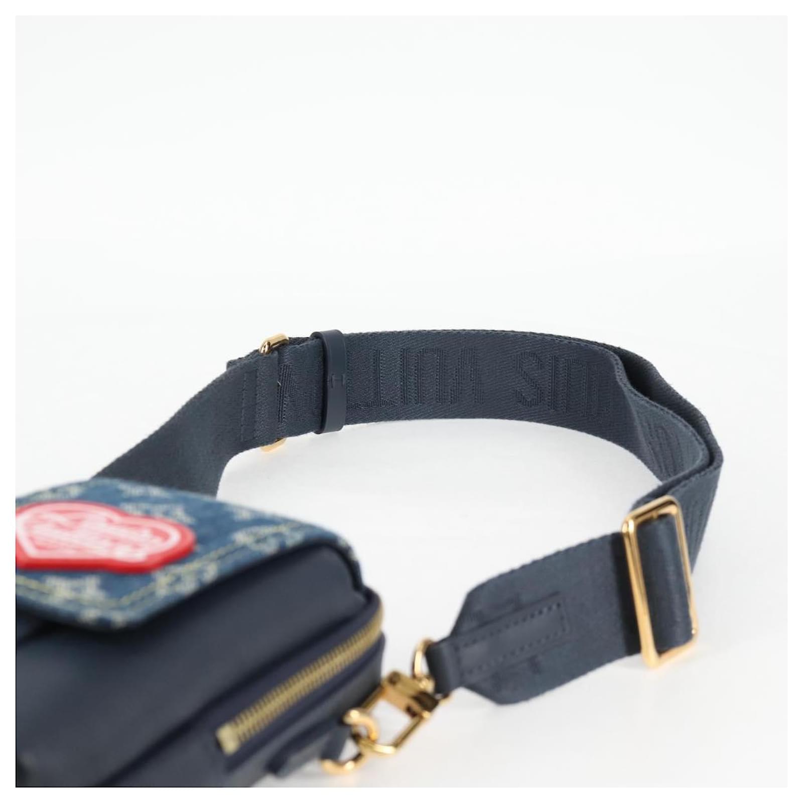 LOUIS VUITTON LV Squared Double Phone Pouch Blue M81060 LV Auth 118392SM Cloth  ref.2299643