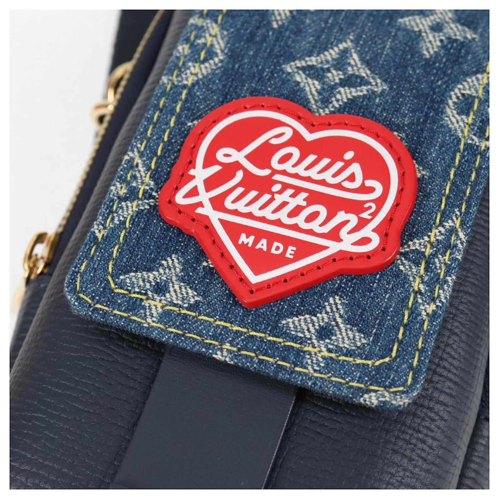LOUIS VUITTON LV Squared Double Phone Pouch Blue M81060 LV Auth 118392SM Cloth  ref.2299643
