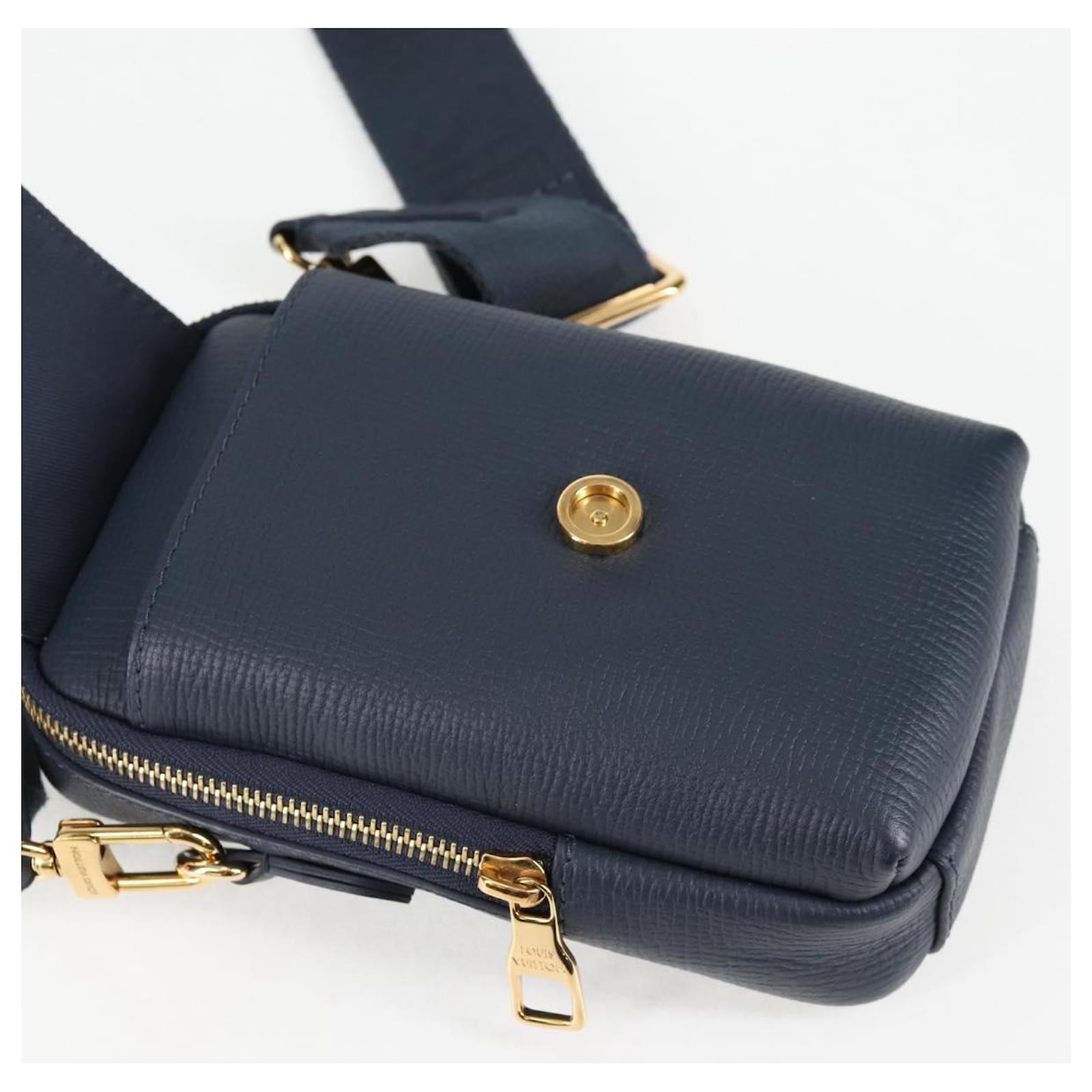 LOUIS VUITTON LV Squared Double Phone Pouch Blue M81060 LV Auth 118392SM Cloth  ref.2299643