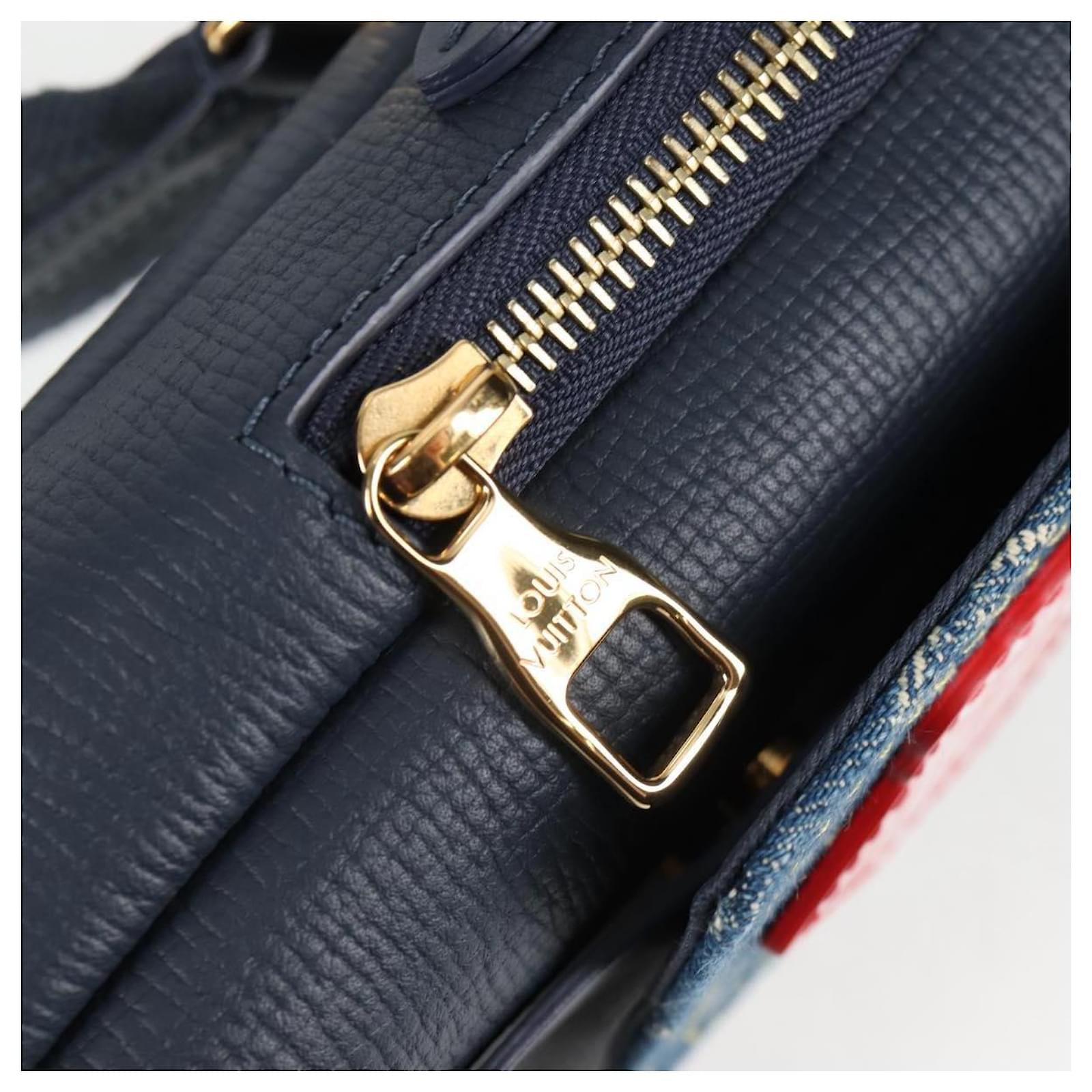 LOUIS VUITTON LV Squared Double Phone Pouch Blue M81060 LV Auth 118392SM Cloth  ref.2299643