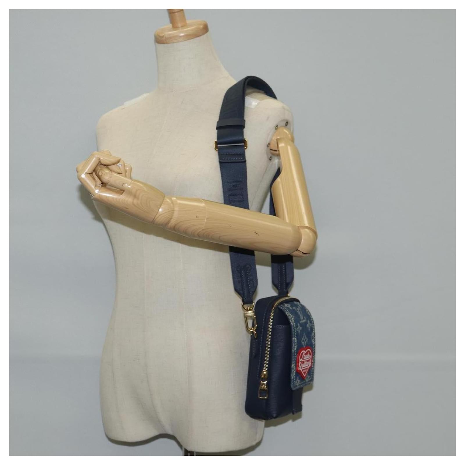 LOUIS VUITTON LV Squared Double Phone Pouch Blue M81060 LV Auth 118392SM Cloth  ref.2299643