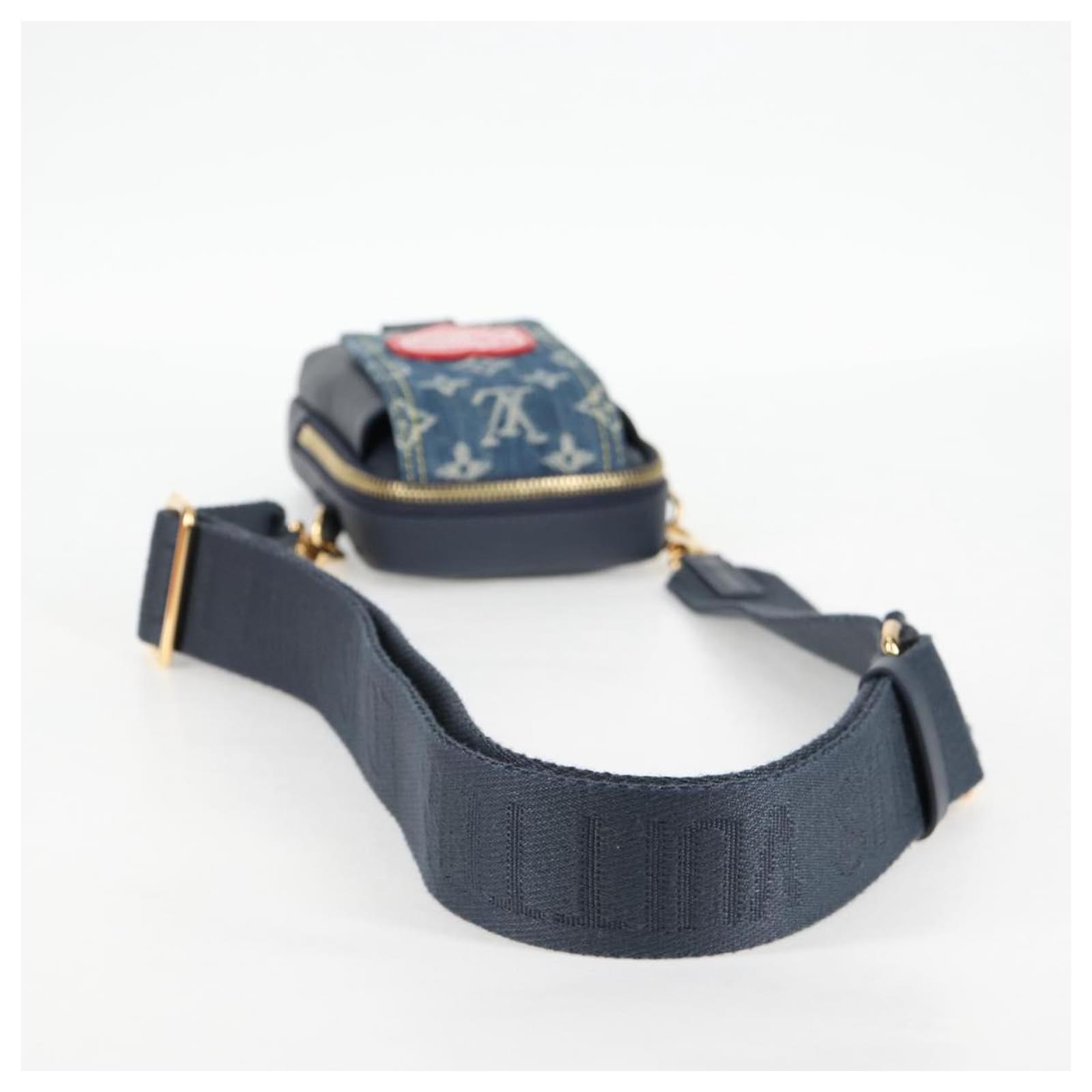 LOUIS VUITTON LV Squared Double Phone Pouch Blue M81060 LV Auth 118392SM Cloth  ref.2299643