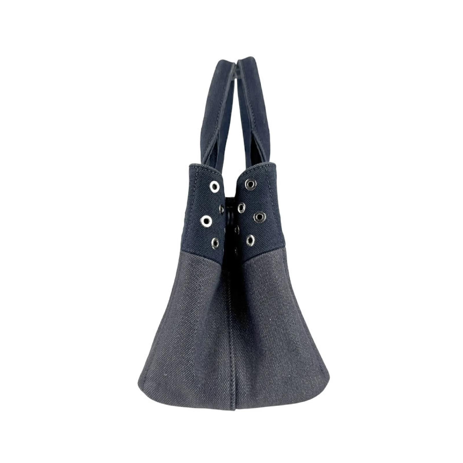 Prada Canapa Denim Canvas Handbag Navy blue Cloth ref