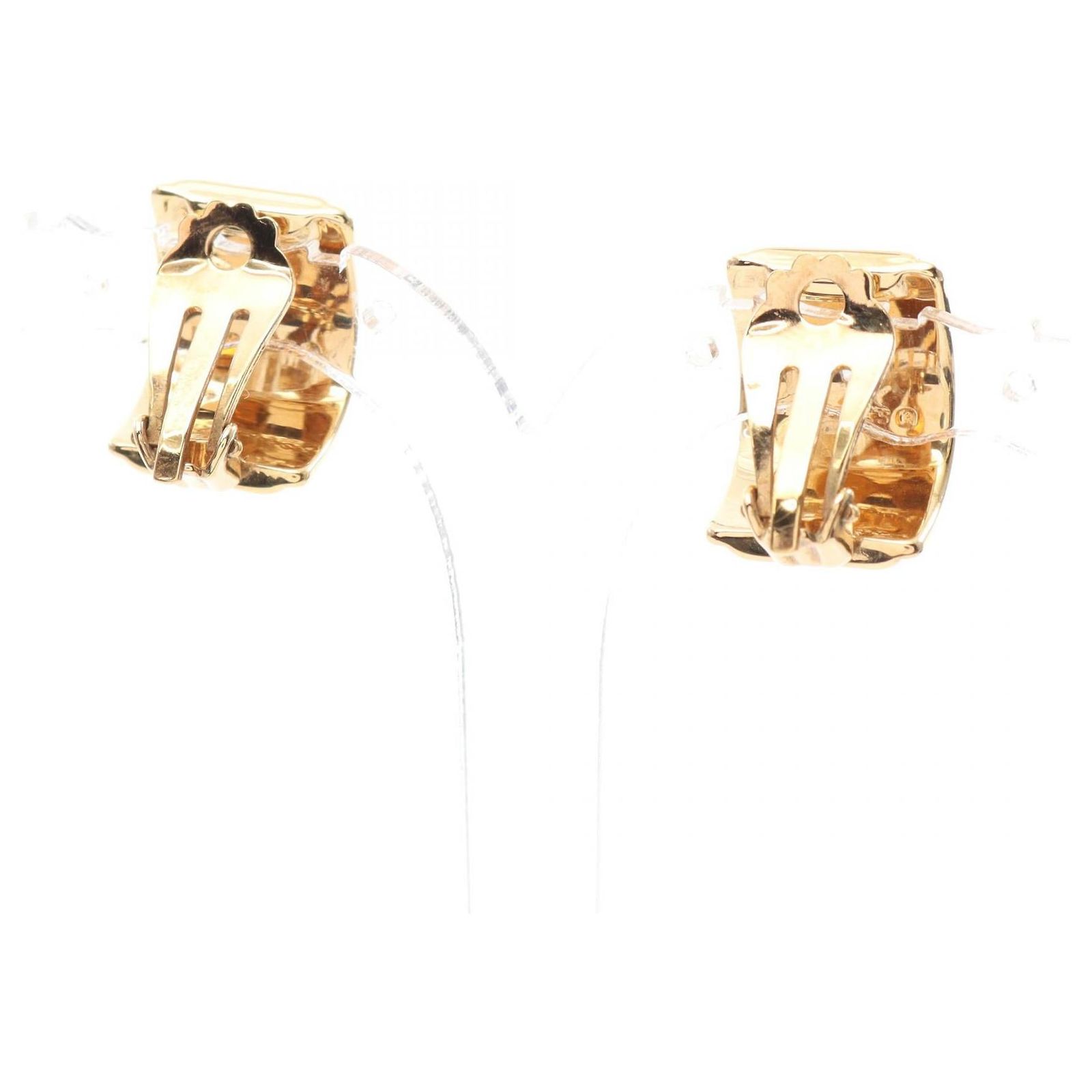 Boucles D'oreilles Hermès Plaqué Or Et émail - Puces Vintage