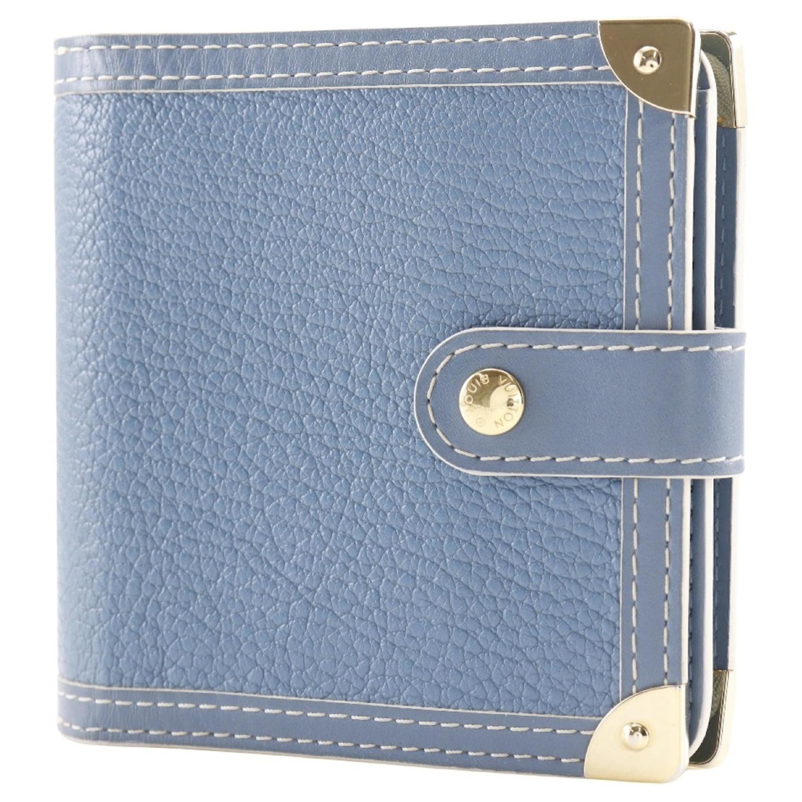 Louis Vuitton Compact Zip Bi-fold Wallet Blue Leather ref.2303188