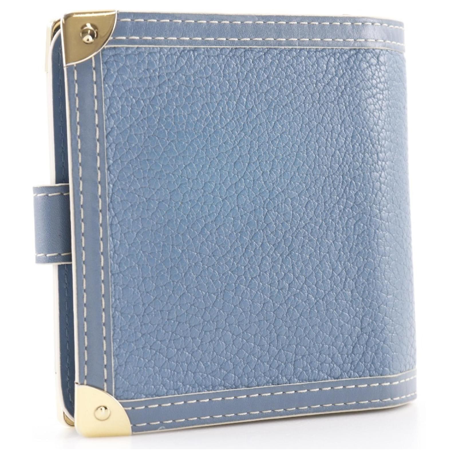 Louis Vuitton Compact Zip Bi-fold Wallet Blue Leather ref.2303188