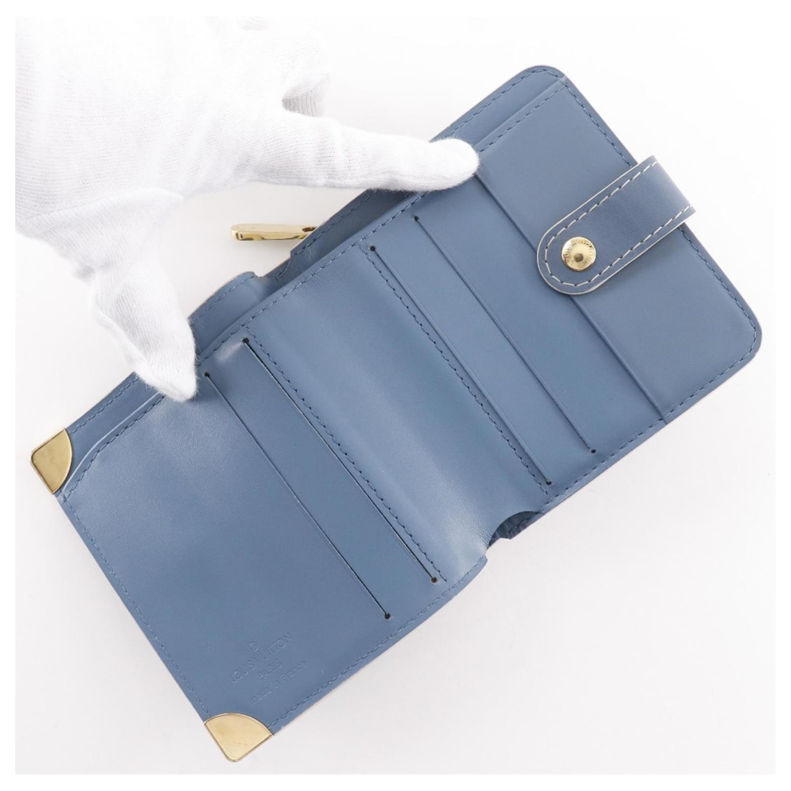 Louis Vuitton Compact Zip Bi-fold Wallet Blue Leather ref.2303188