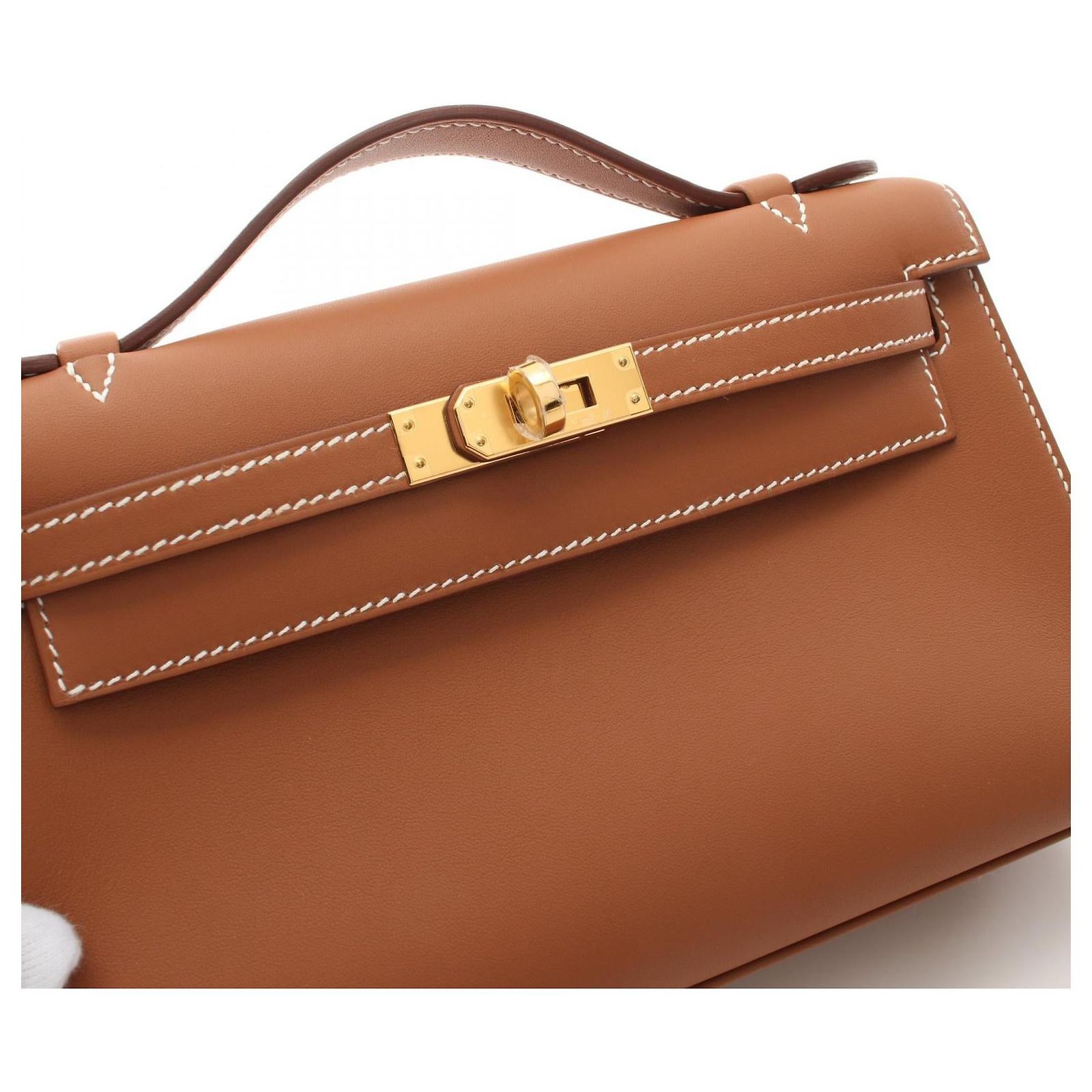 Hermès Hermes Mini Pochette Kelly Handbag Brown Leather Pony-style ...