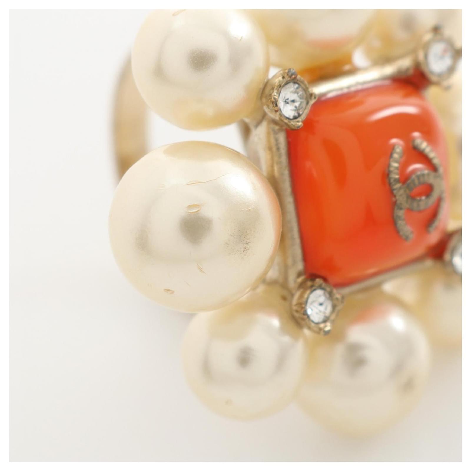 アクセサリー Chanel Coco Mark Ring Rhinestone vintage Auth CHANEL Coco Mark Ring US 6.5 Metal Silver Beige Vintage