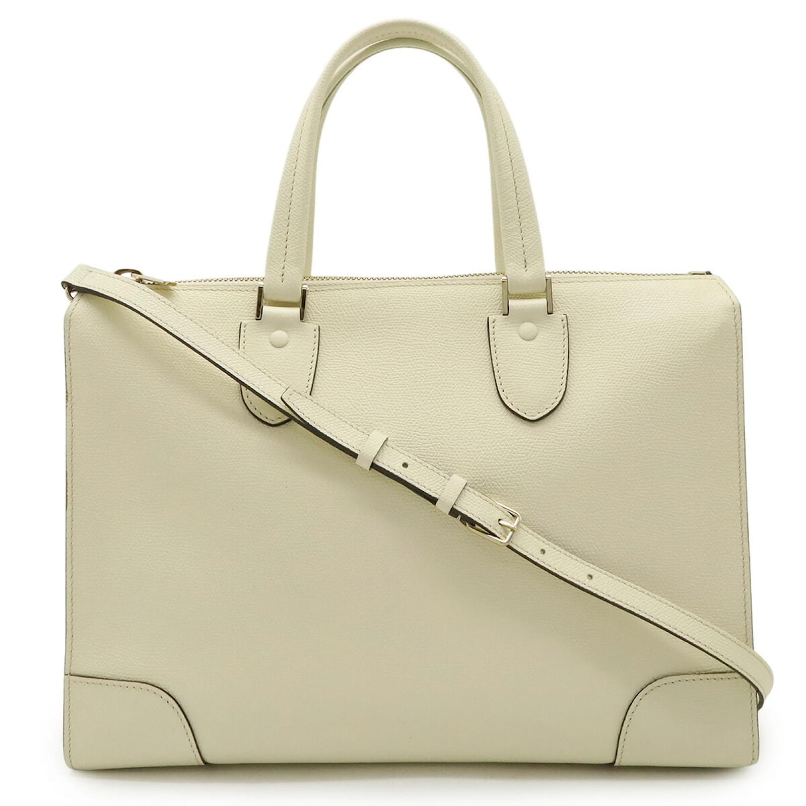 Valextra Babila Handbag in Ivory Leather Cream Joli