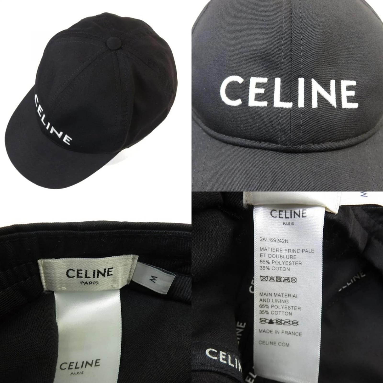 Céline Celine Embroidered Baseball Cap Black Cotton Polyester ref