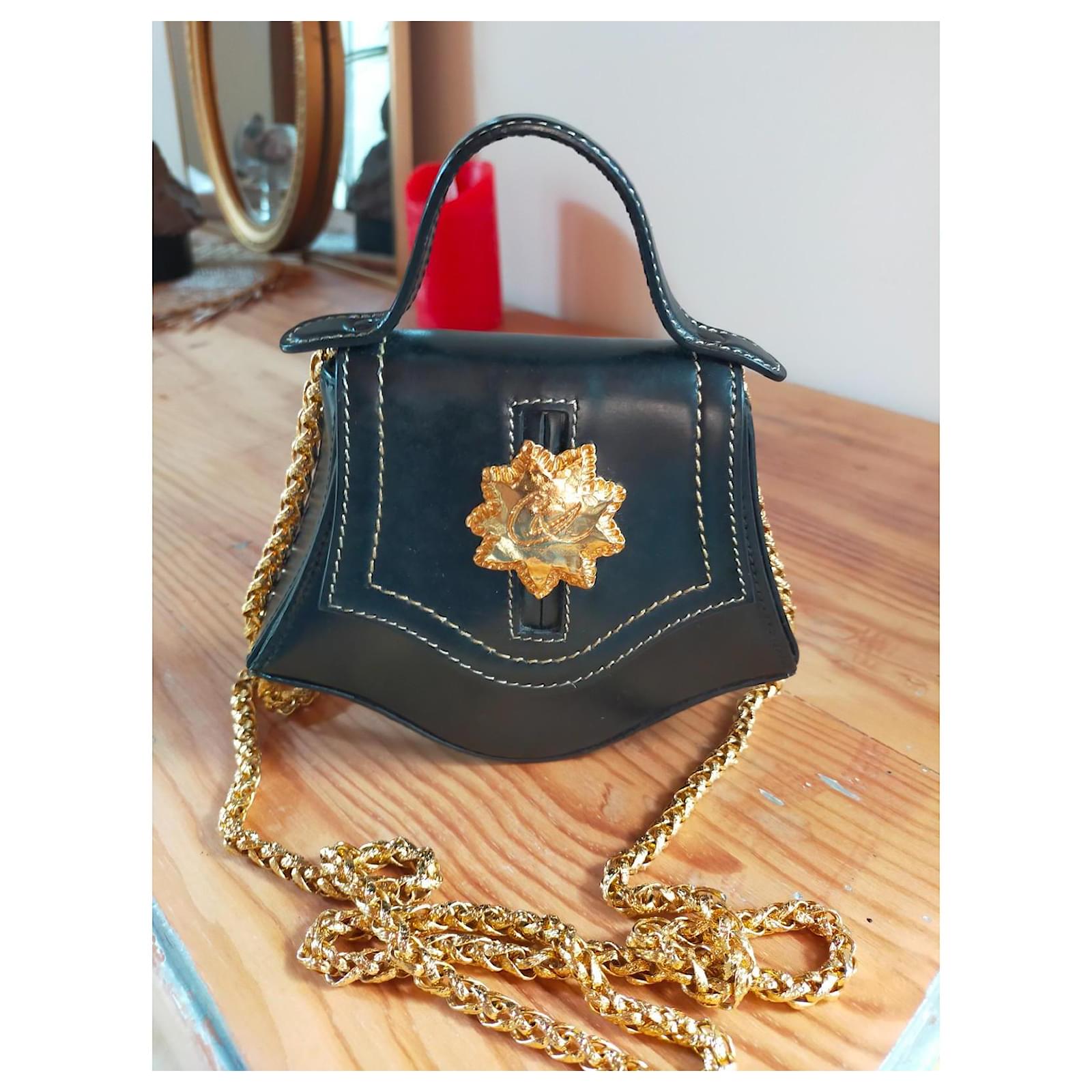 Vintage mini bag Christian LACROIX Black Leather ref.JC2309434