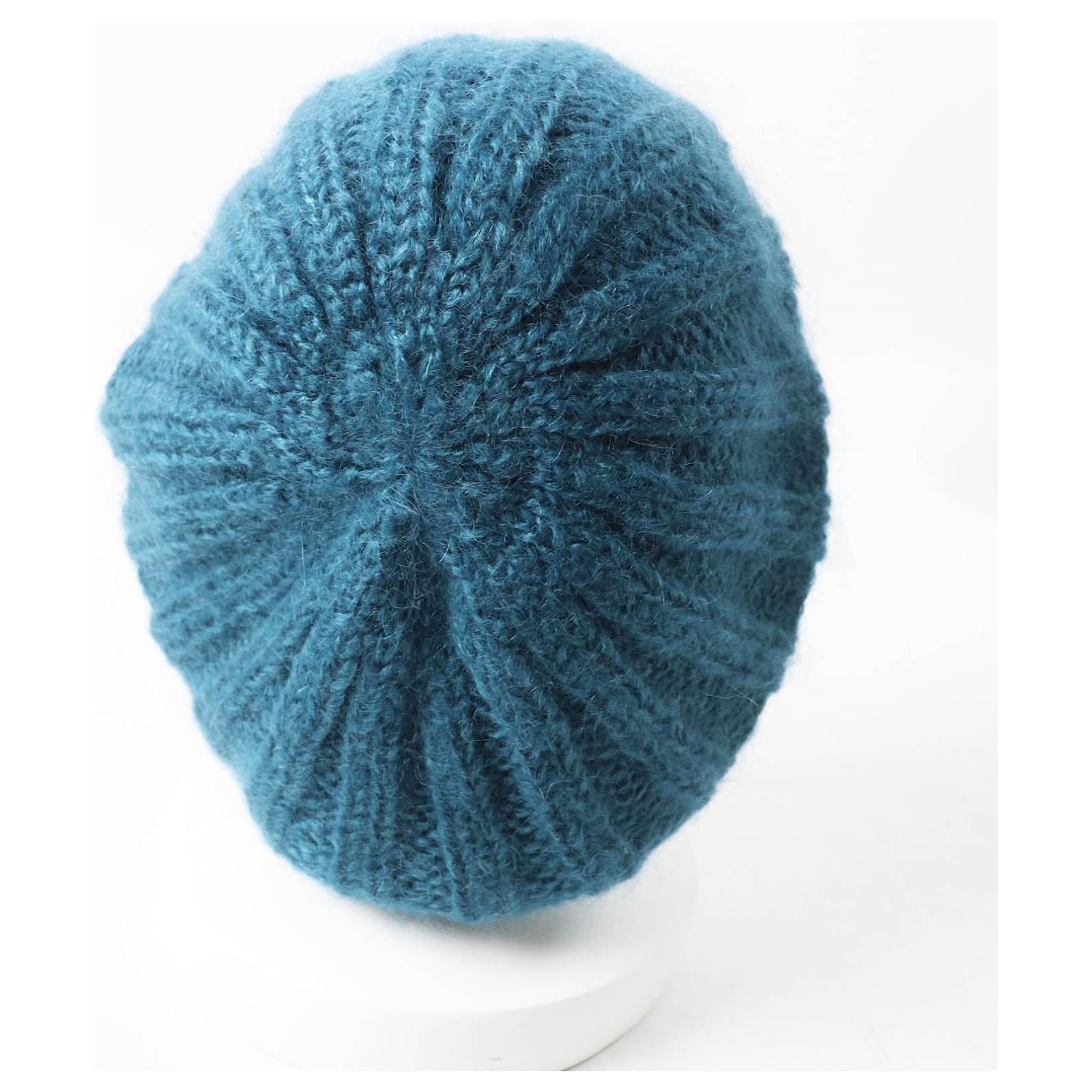 Cappello berretto in mohair e seta Gucci Argento Rosso Blu ref