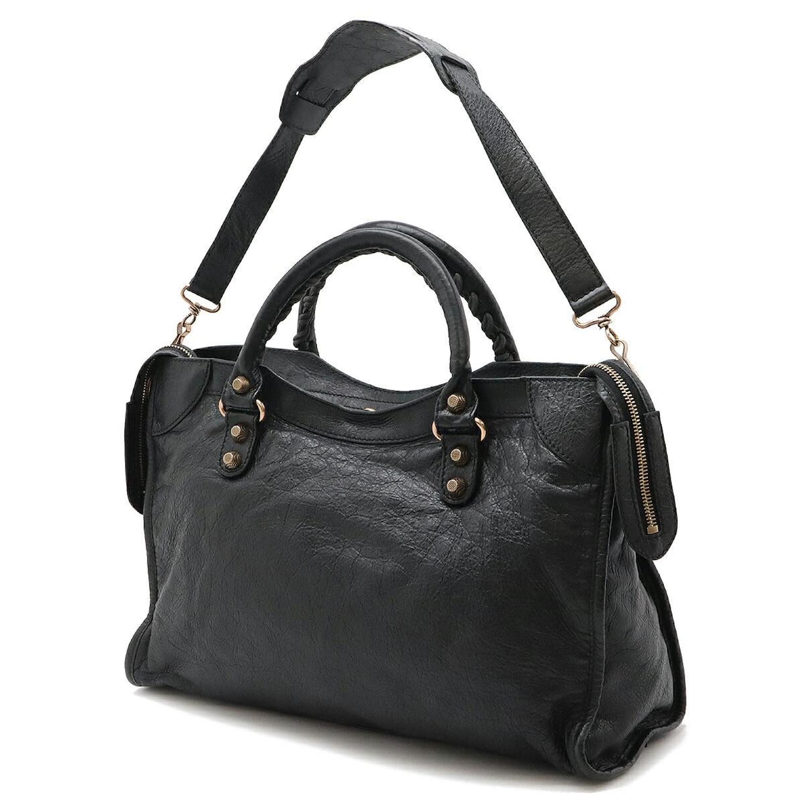 Balenciaga Leather Giant City 2way Bag 281770 Black ref.2310106