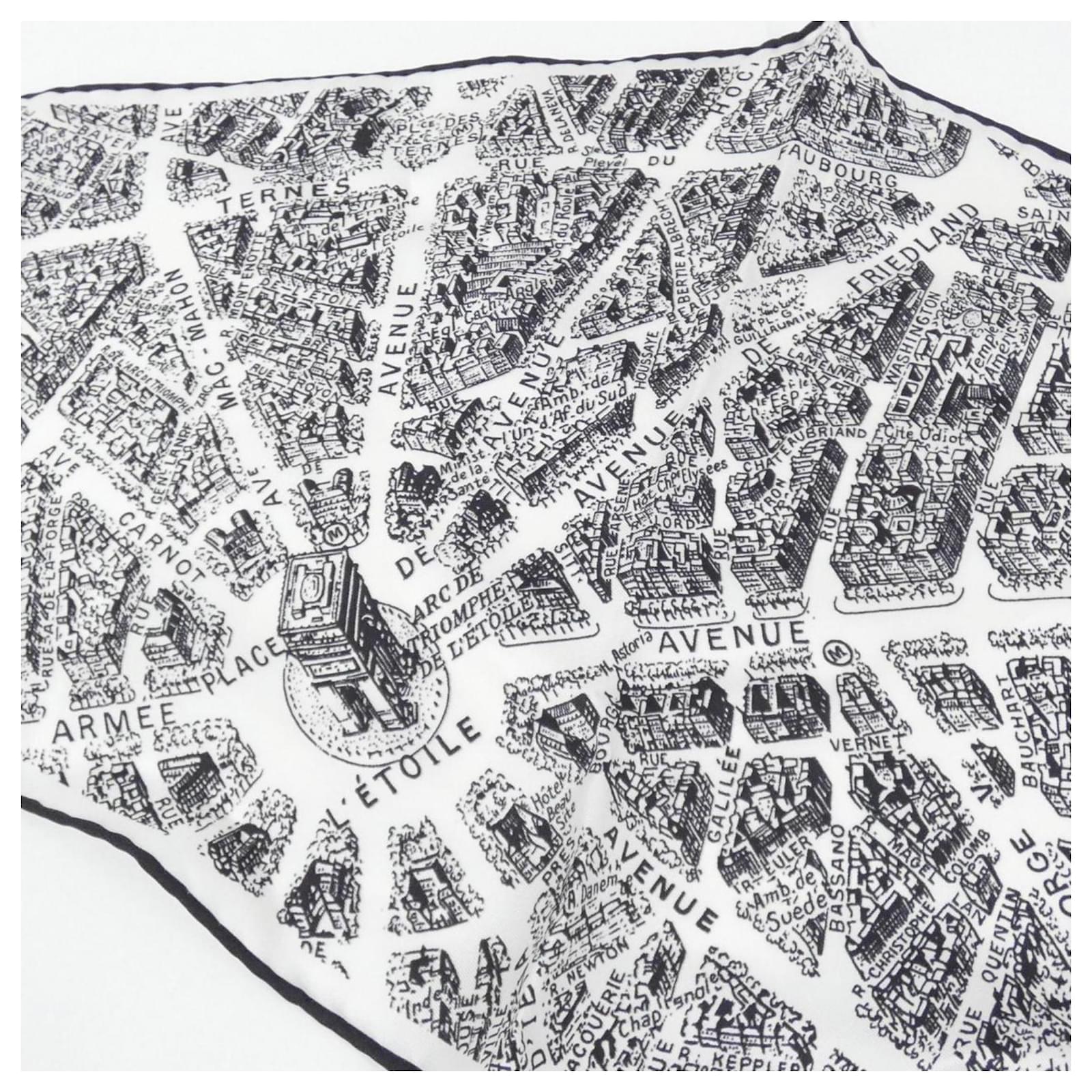 Christian Dior PLAN DE PARIS Scarf Black White Silk ref.2313186