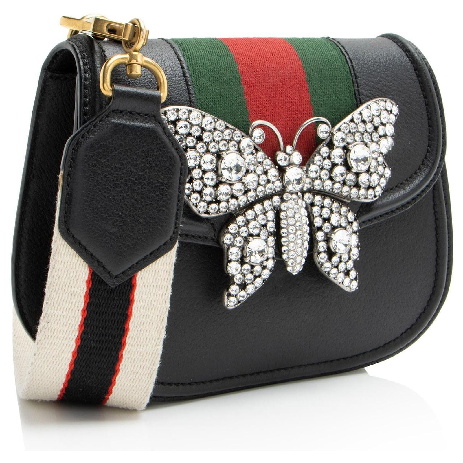 Crystal Butterfly Totem Gucci Purse Butterfly Gucci Leather Crystal