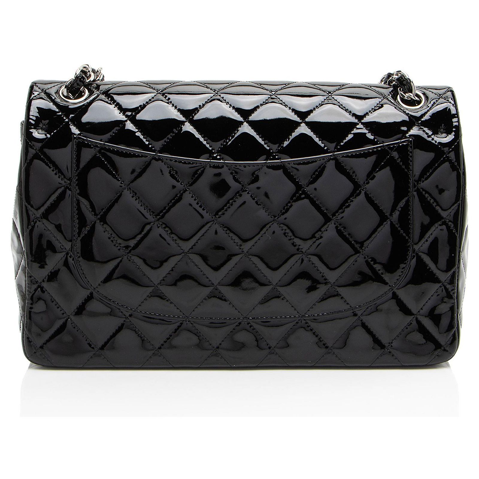 Gabrielle Chanel Patent Leather Classic Jumbo Double Flap Bag Black ref ...