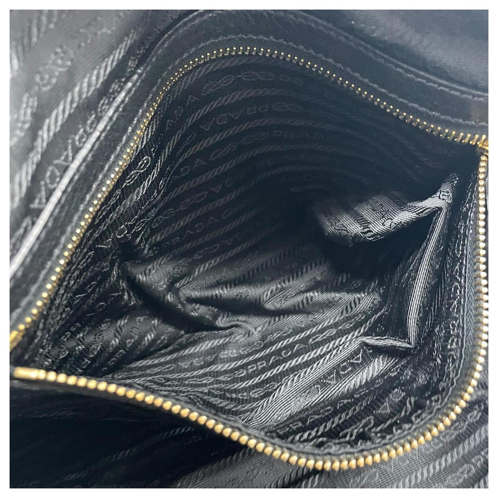 Prada 2WAY Handbag Shoulder Bag Boston Black NERO Leather ref