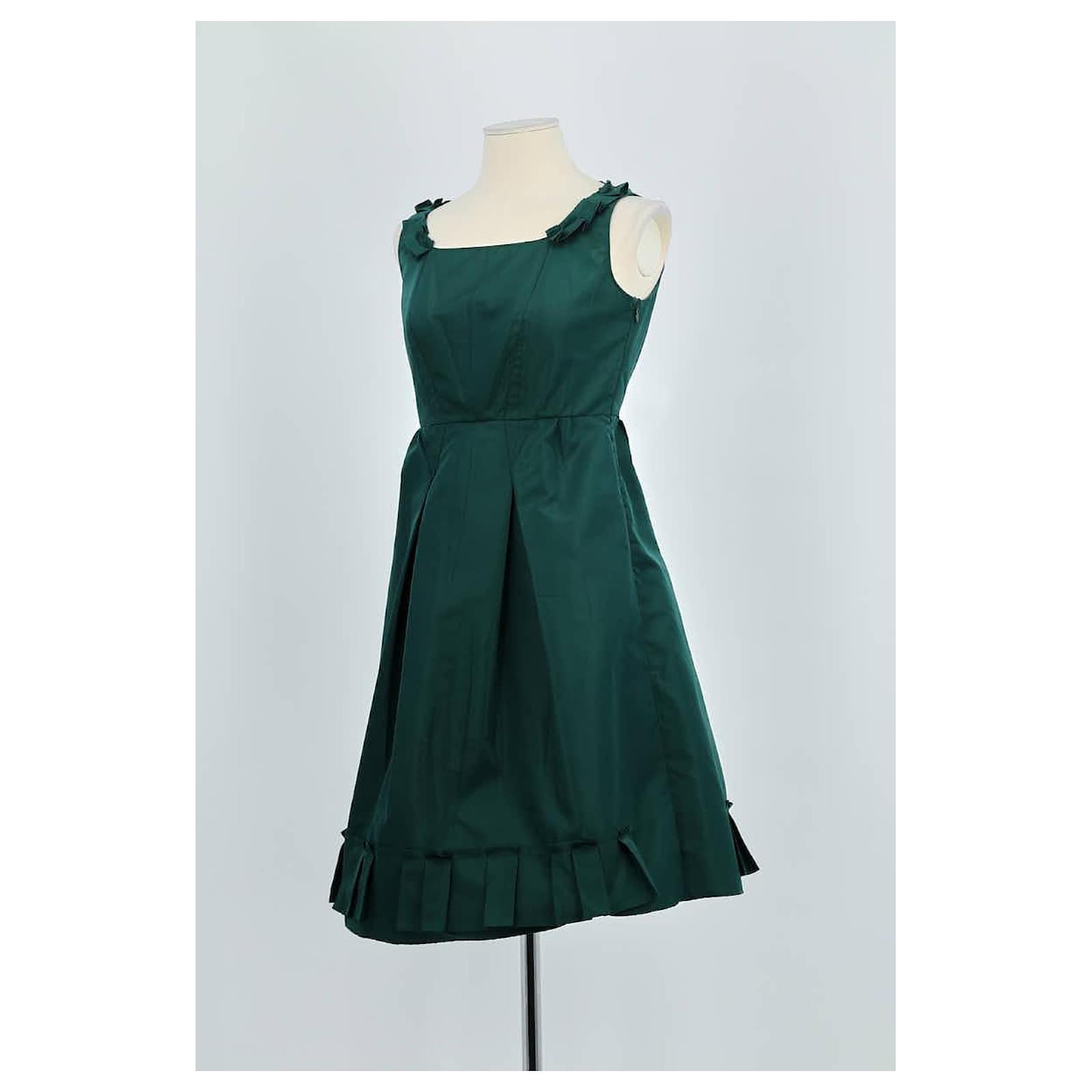 green emerald velvet dress Miu Miu Fall 2011 Sleeve Dress with Floral Detail – Vintage Grace main image 1