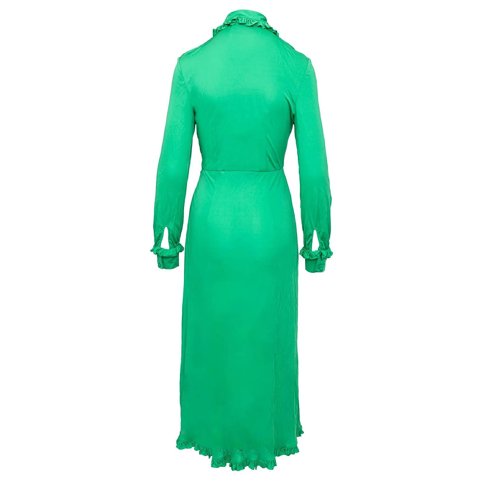 slim fit dress slacks Prada Green Ruffle Dress – Treasures of NYC main image 1