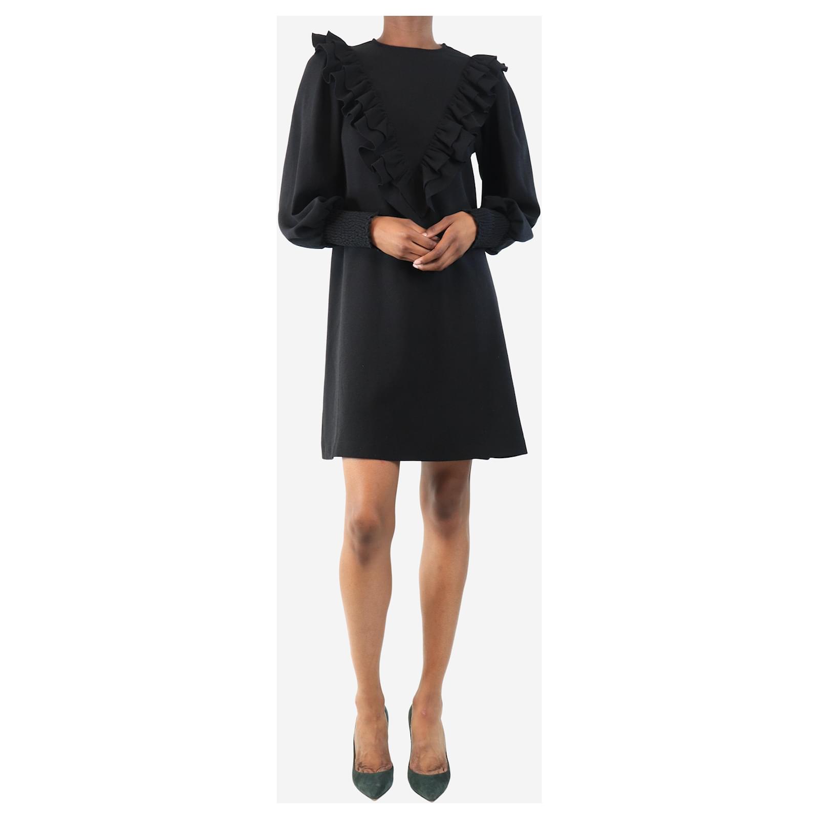 Ganni Black ruffled mini dress - size UK 6 Polyester ref.2316059 - Joli  Closet