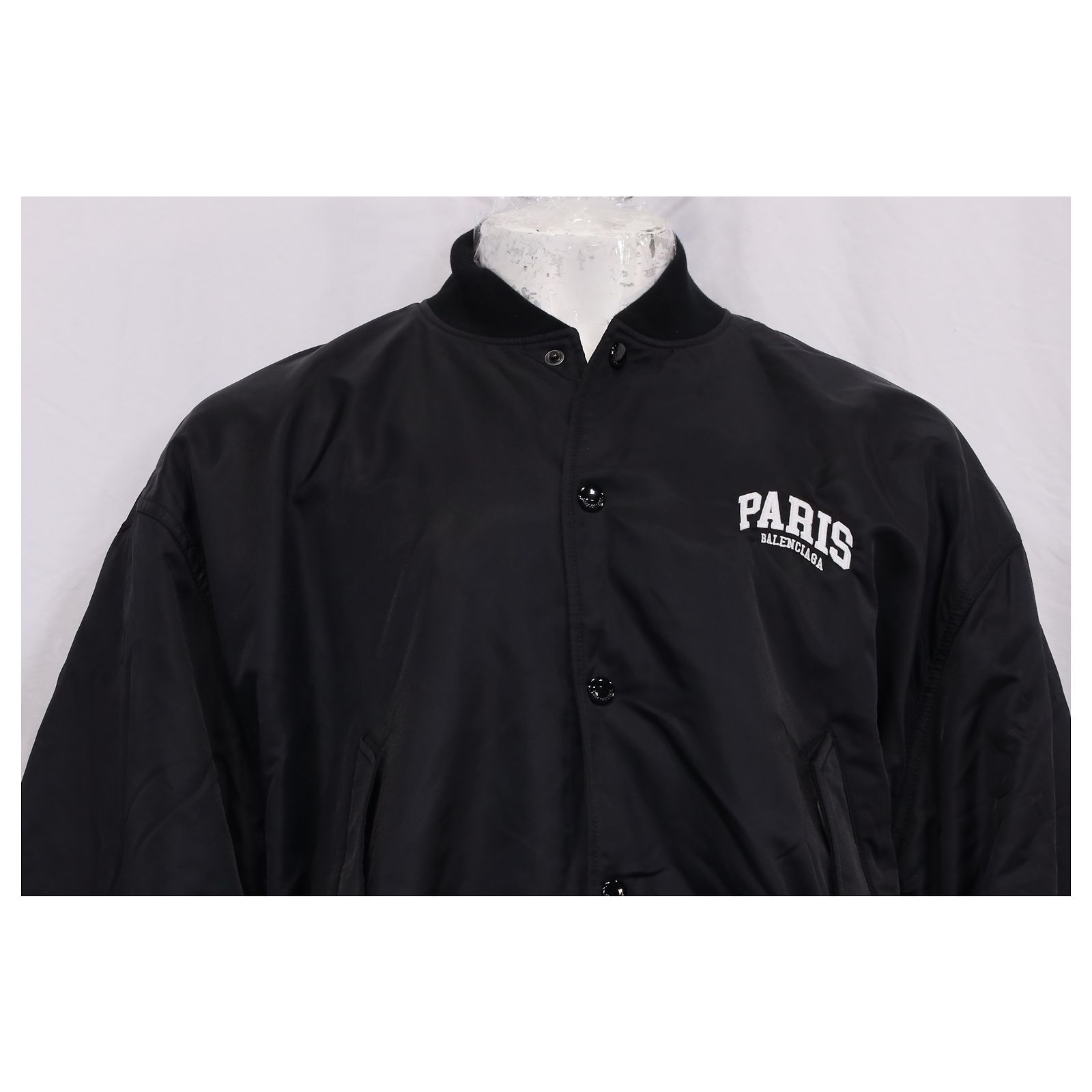 Balenciaga Paris Oversized Bomber Jacket in Black Nylon ref 