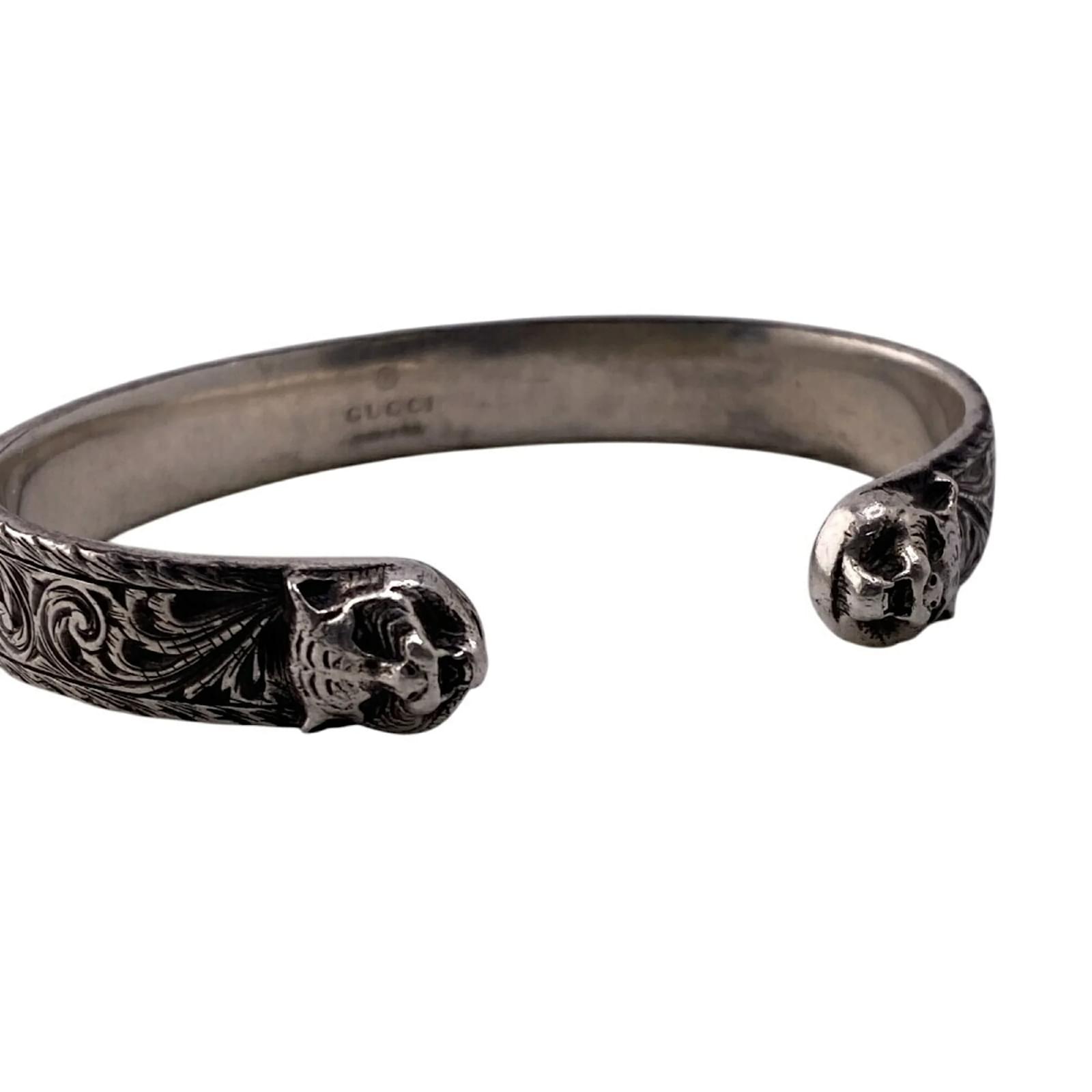アクセサリー GUCCI interlocking bracelet arabesque GUCCI Tiger Head Interlocking Arabesque Bracelet Silvery Silver