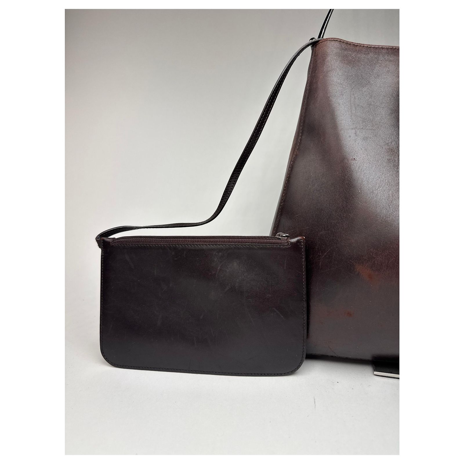 Vintage Gucci Tom Ford Leather shopper Handbag brown ref.JC2319215 